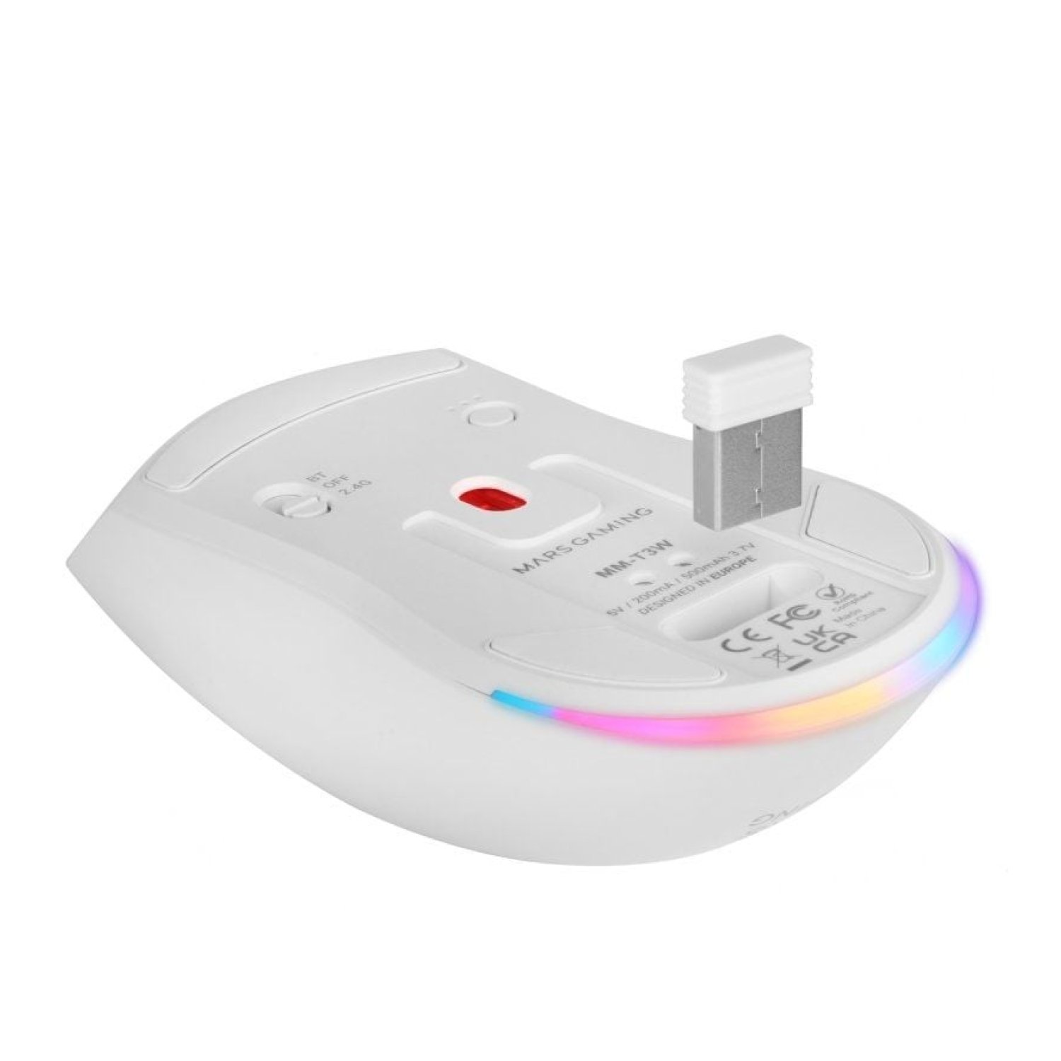 Mars Gaming MM-T3 · Ratón Gaming Inalámbrico · 14400 DPI · Batería Recargable · Blanco
