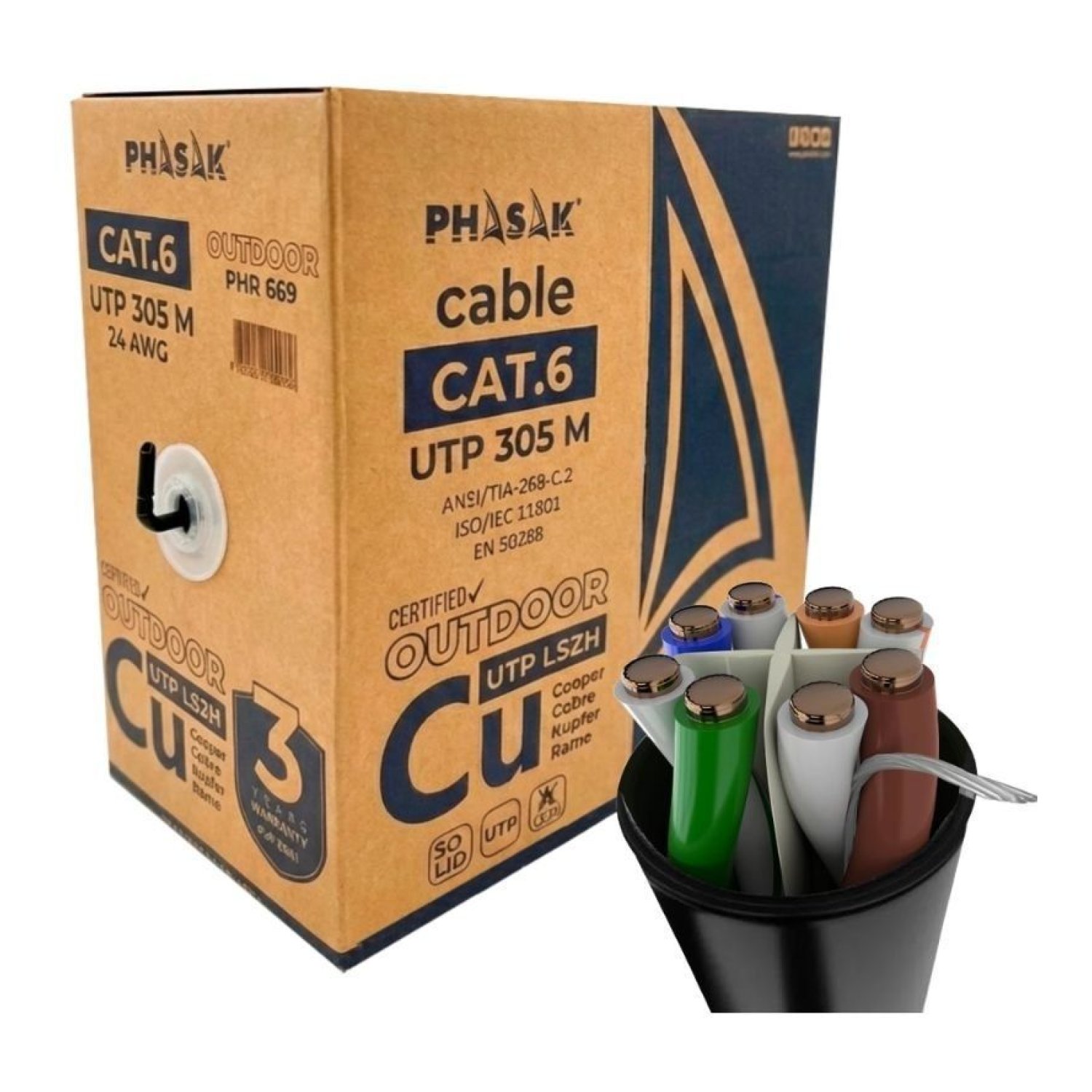Phasak PHR 669 · Cable RJ45 UTP Cat.6 · 305m · Gris