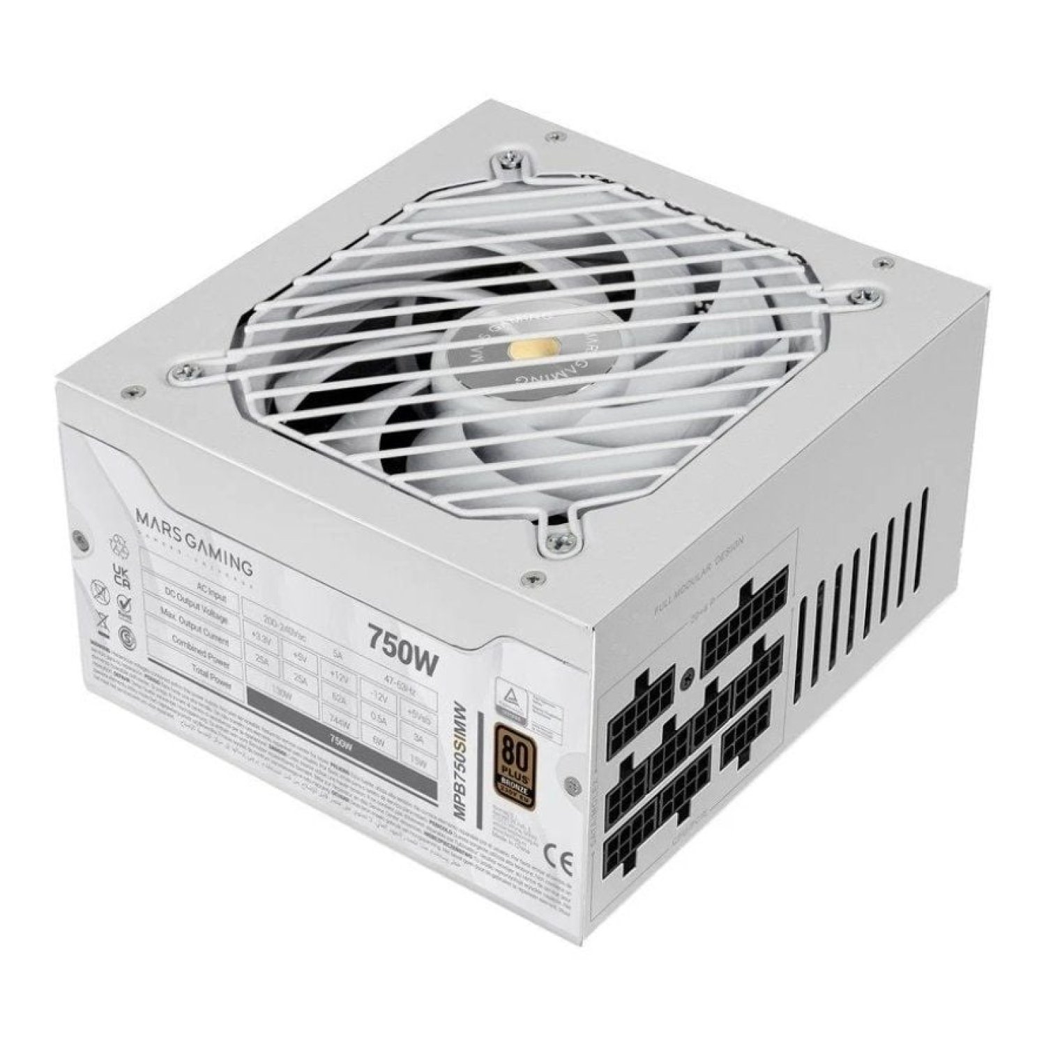 Mars Gaming MPB750SIM · 750W · 80 Plus Bronze · Ventilador 14cm · Blanca