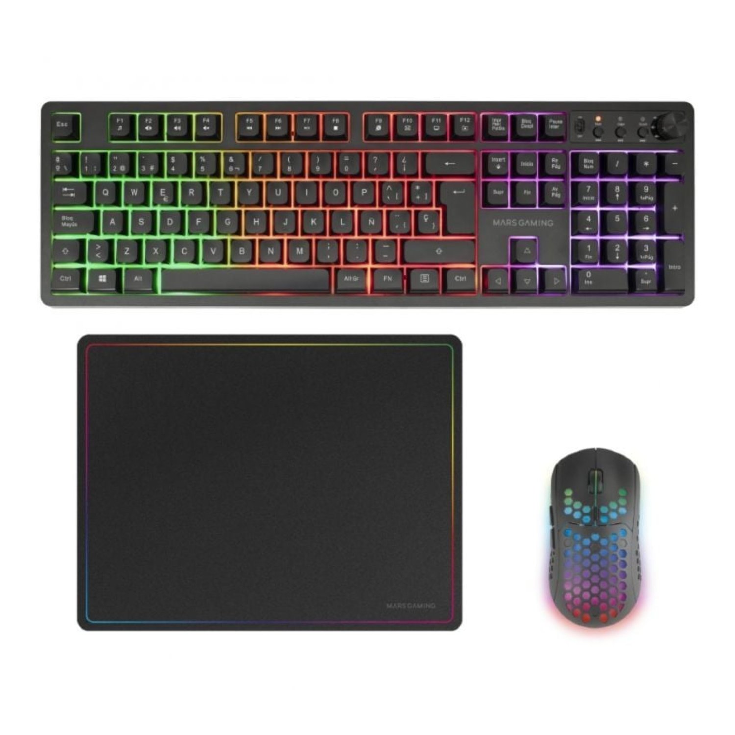 Mars Gaming · Pack Gaming Completo · Teclado + Ratón + Alfombrilla Inalámbricos