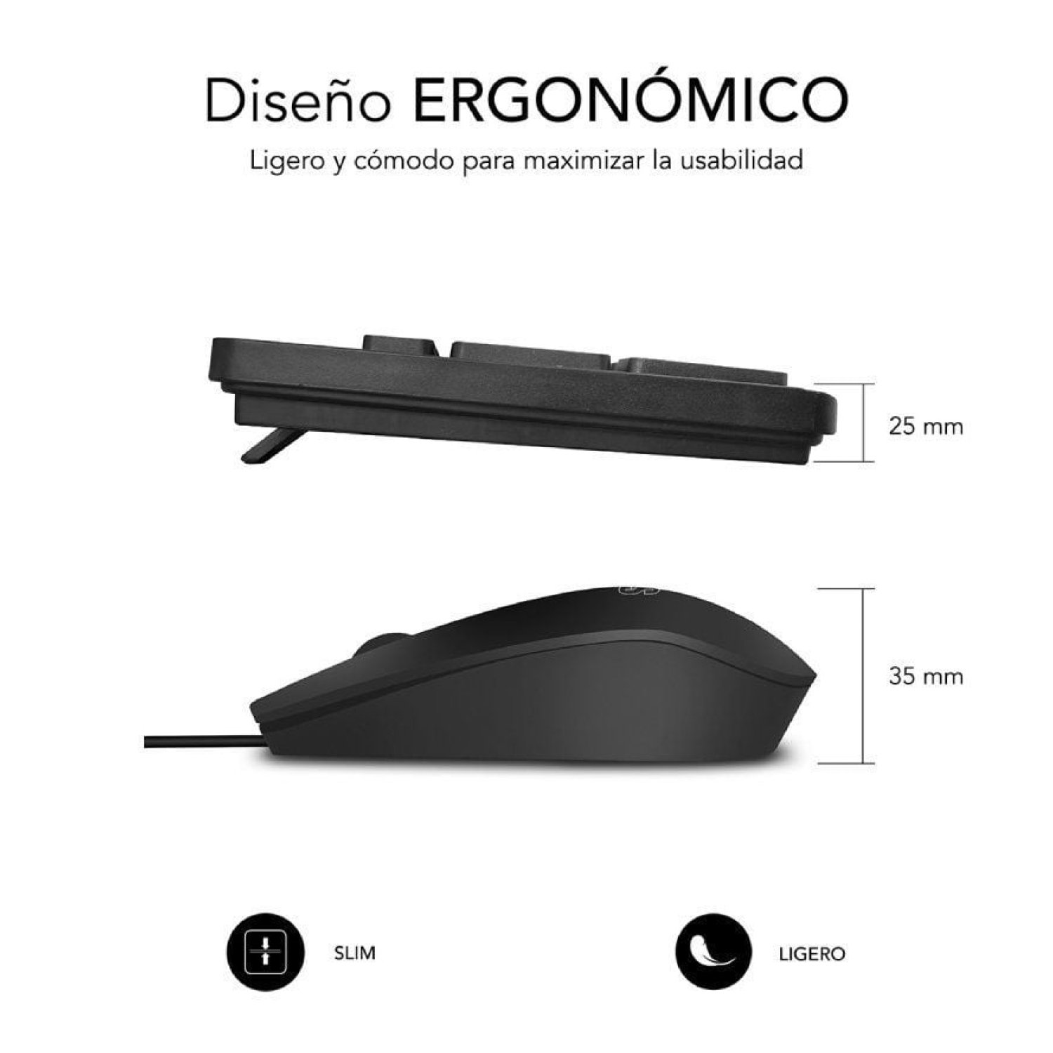 Subblim Combo Business Slim · Teclado + Ratón · Diseño Compacto