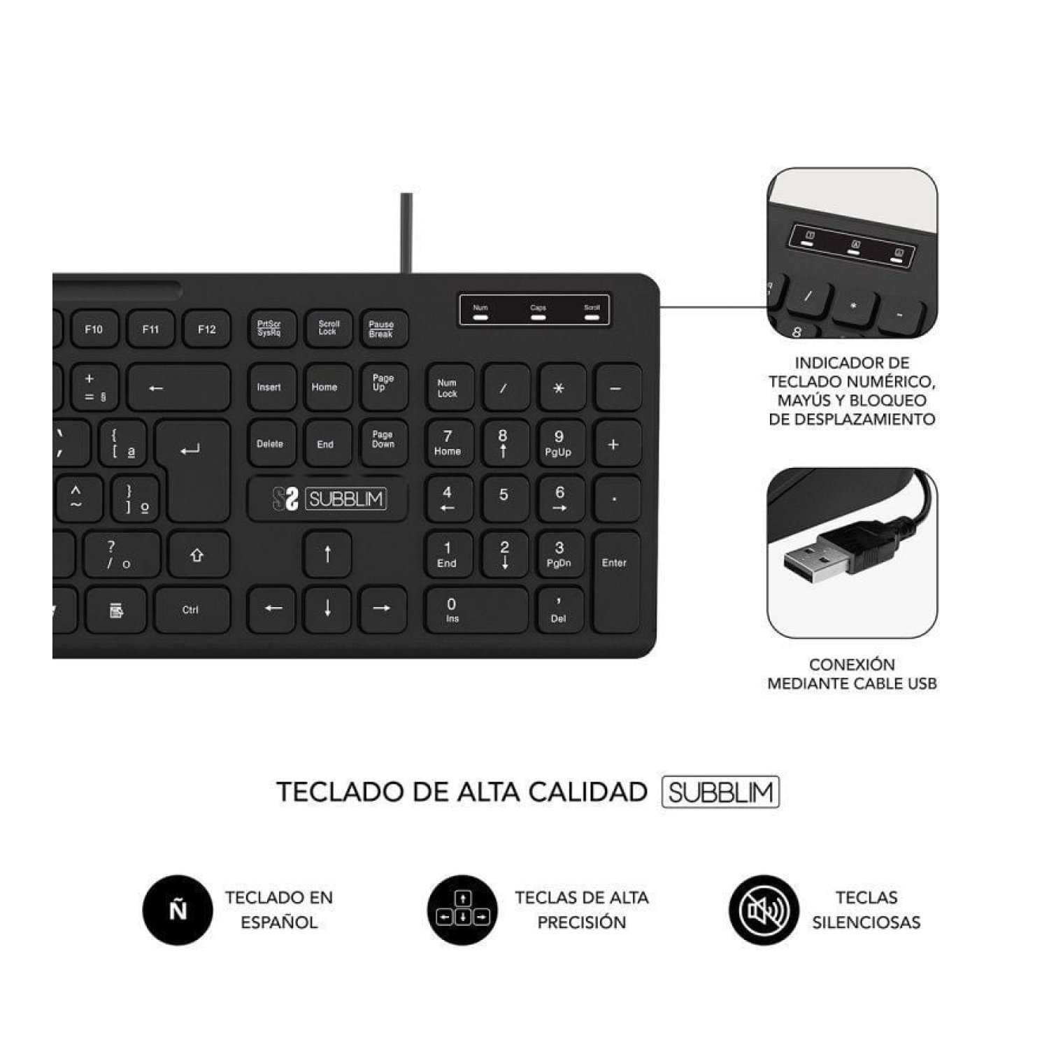 Subblim Combo Business Slim · Teclado + Ratón · Diseño Compacto