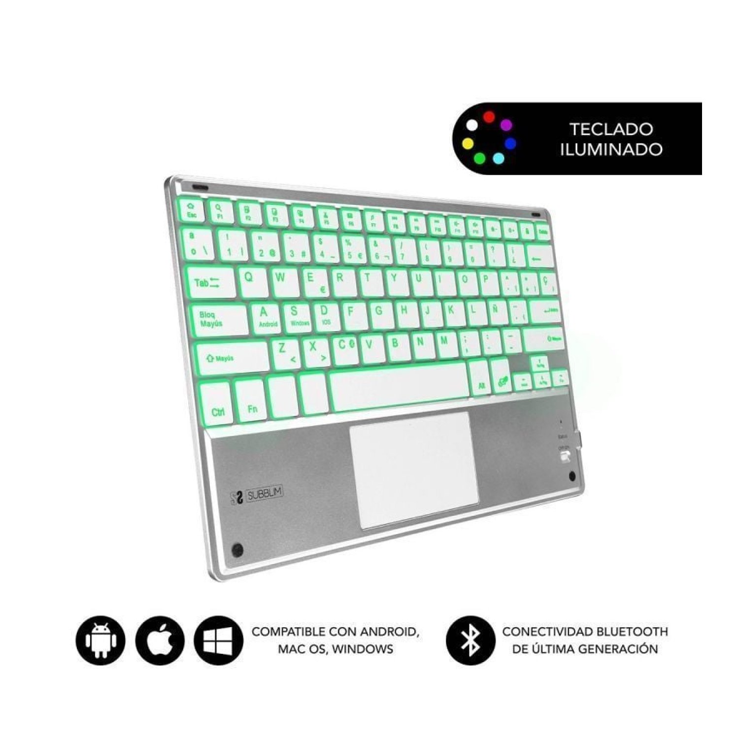 Subblim SMBT50 · Teclado Compacto Inalámbrico · Plata
