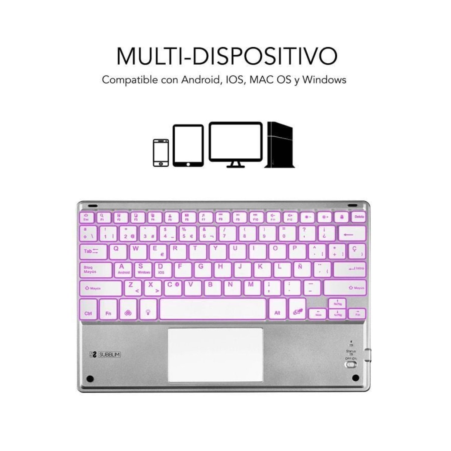 Subblim SMBT50 · Teclado Compacto Inalámbrico · Plata