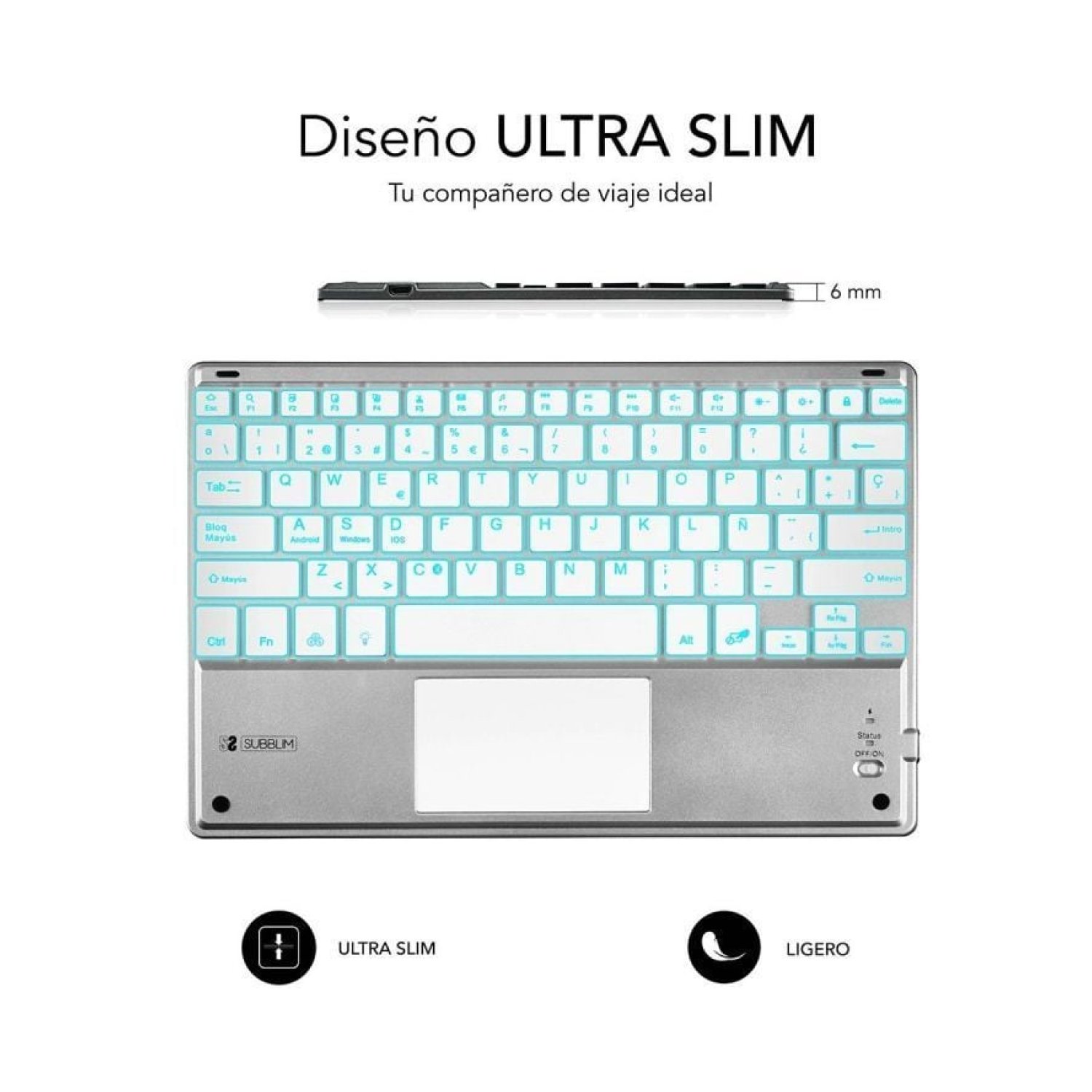 Subblim SMBT50 · Teclado Compacto Inalámbrico · Plata