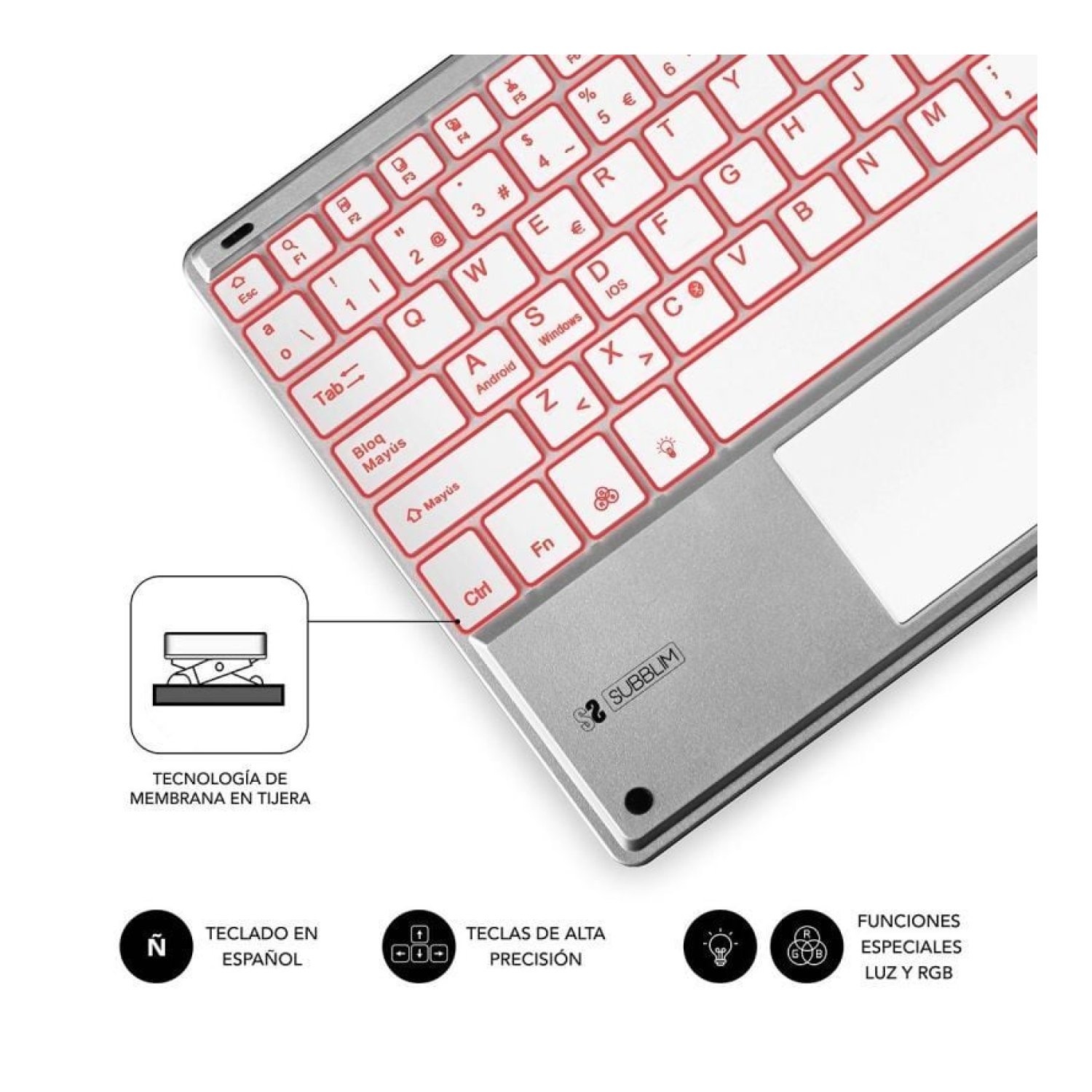 Subblim SMBT50 · Teclado Compacto Inalámbrico · Plata