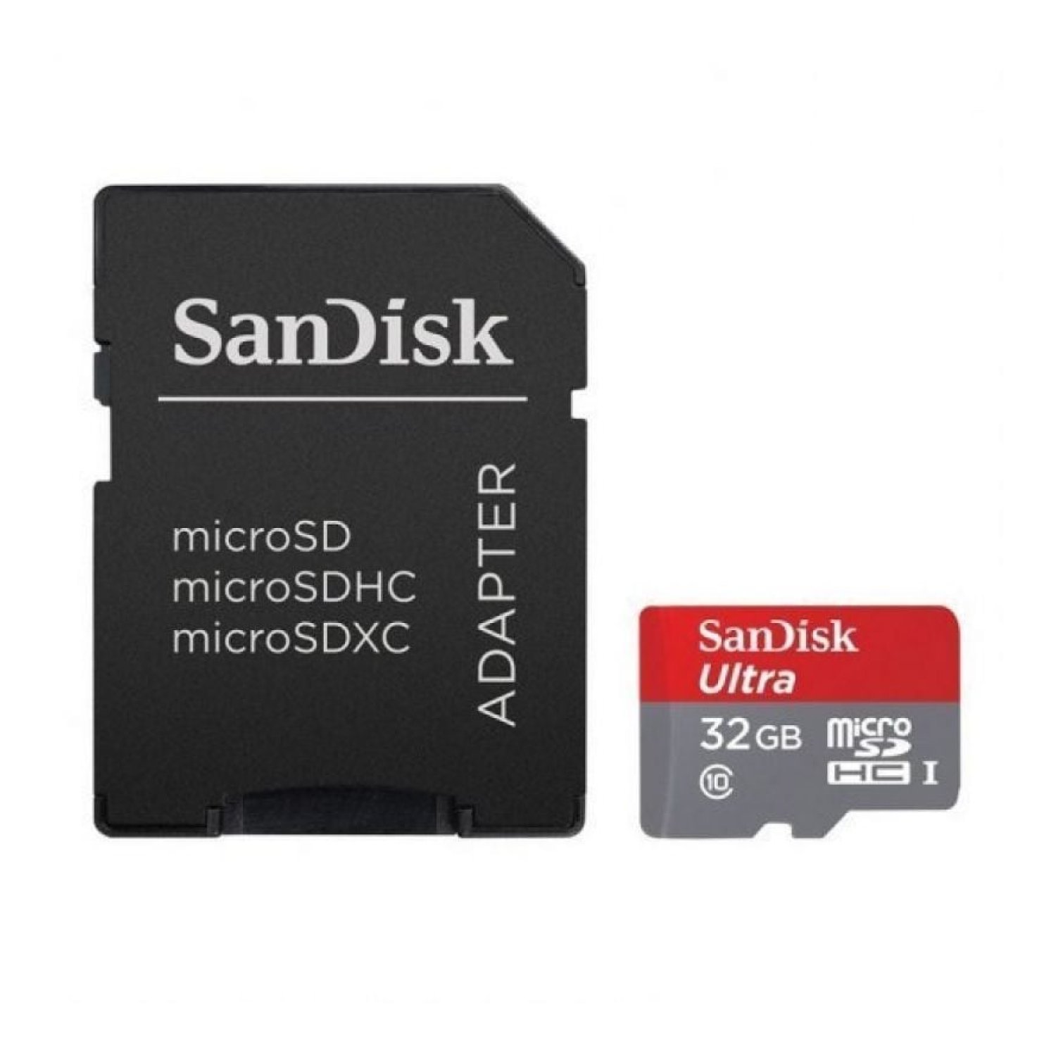 SanDisk Ultra · microSD HC 32GB · Clase 10 · 120MB/s · UHS-I · Adaptador