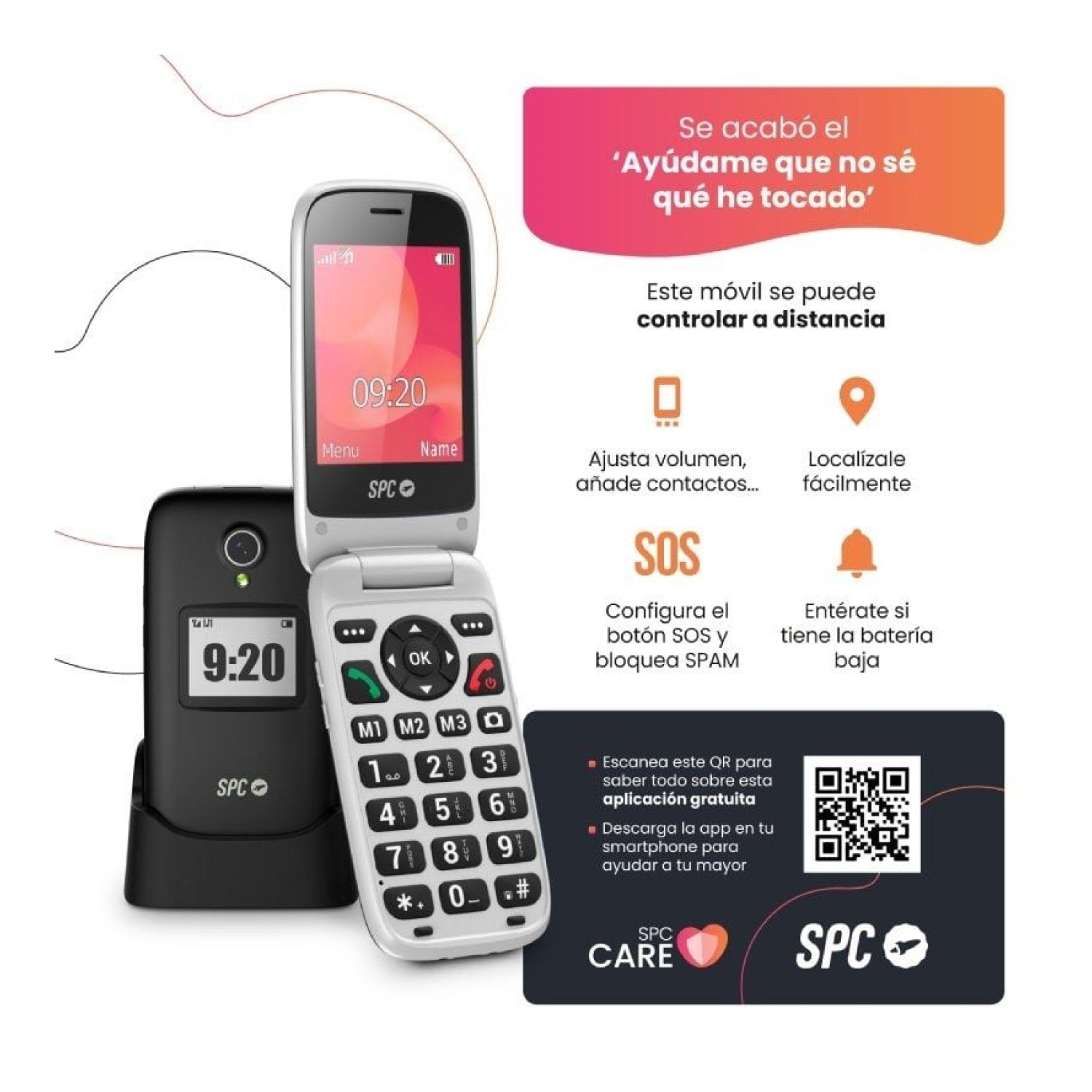 SPC Polaris · Móvil para Mayores · 4G · Negro