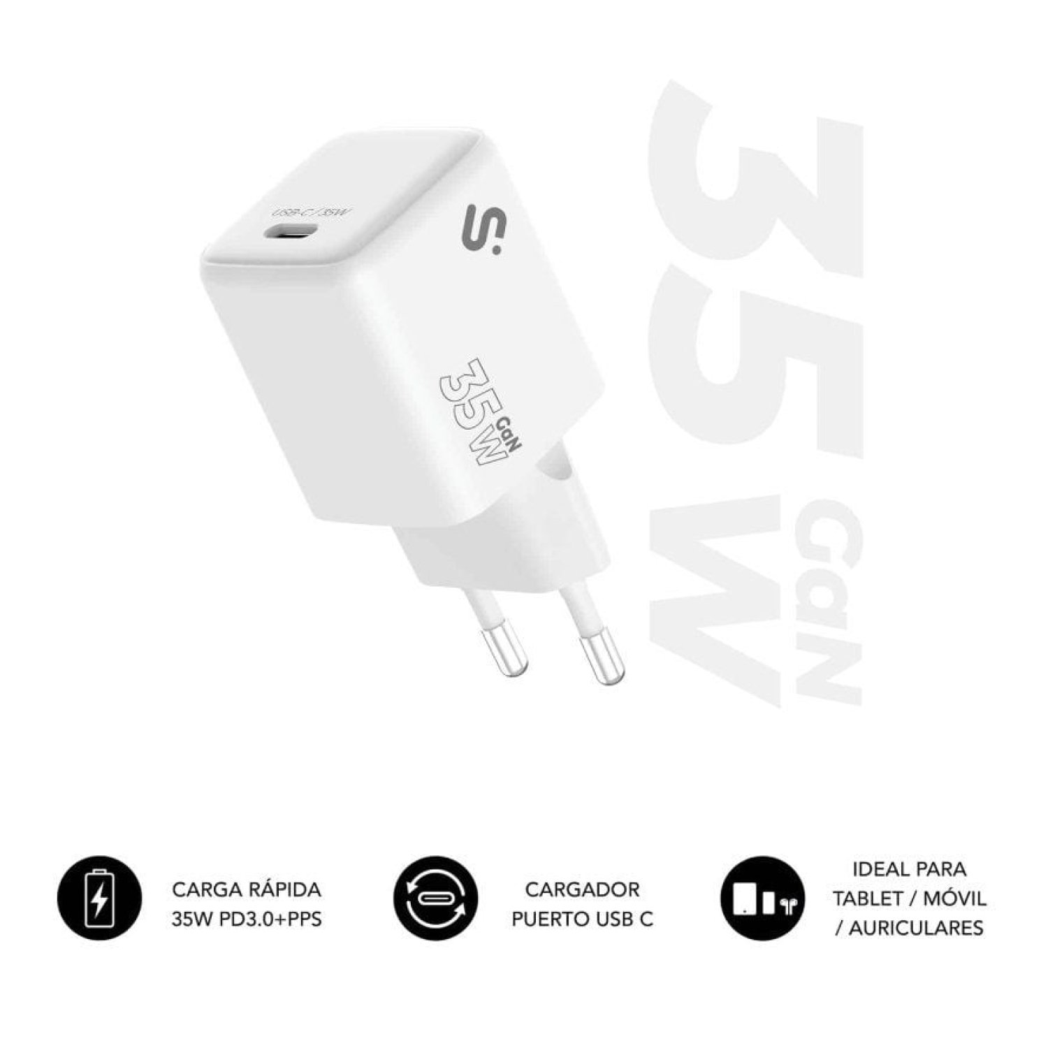 Subblim · Cargador de Pared GaN · 35W · 1x USB Tipo-C