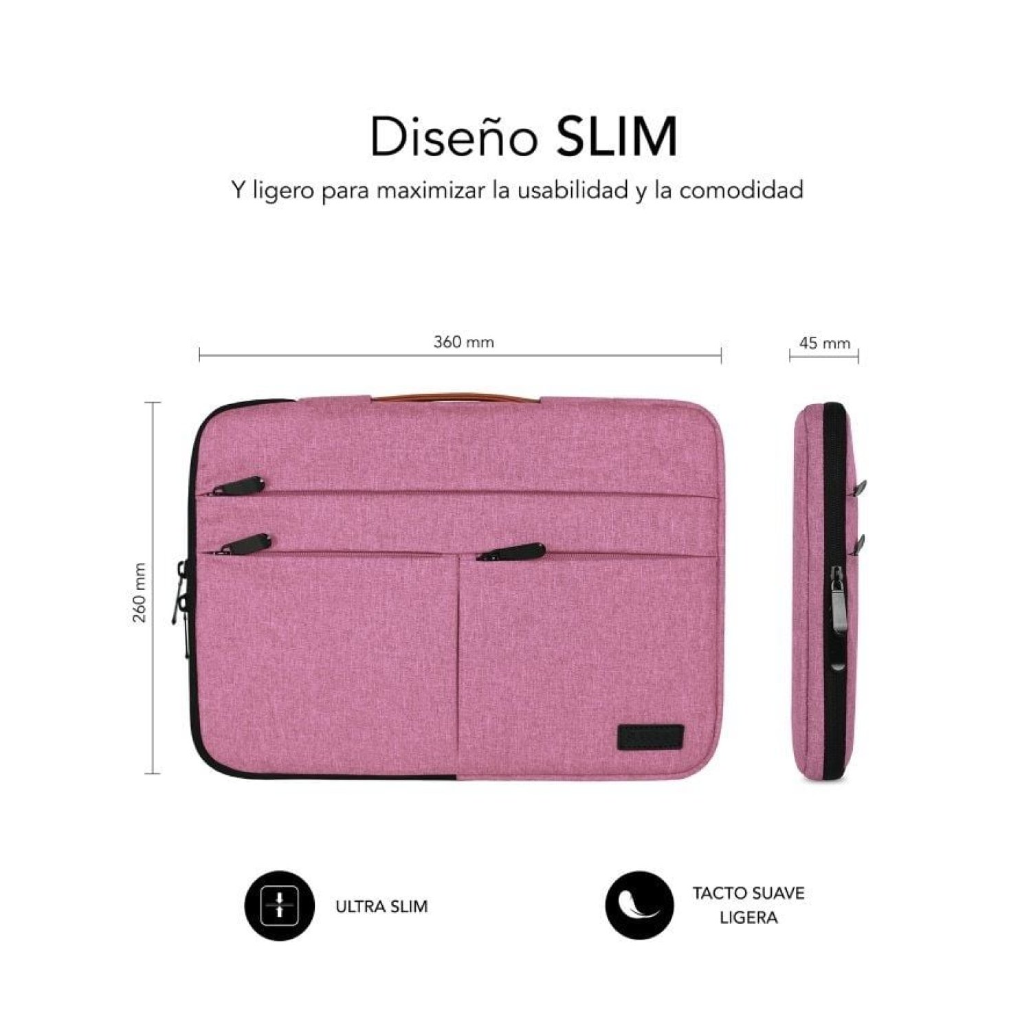Subblim Air Padding 360 · Funda Portátil hasta 14" · Rosa