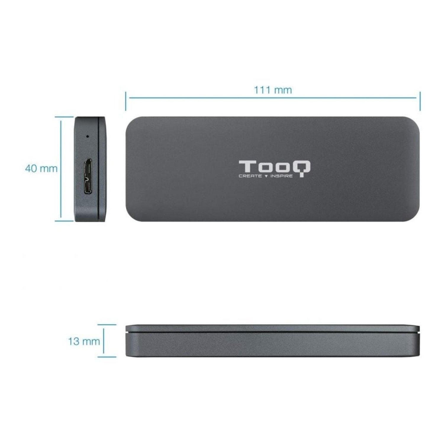TooQ Caja Externa SSD M.2 SATA · USB 3.0 · Sin tornillos