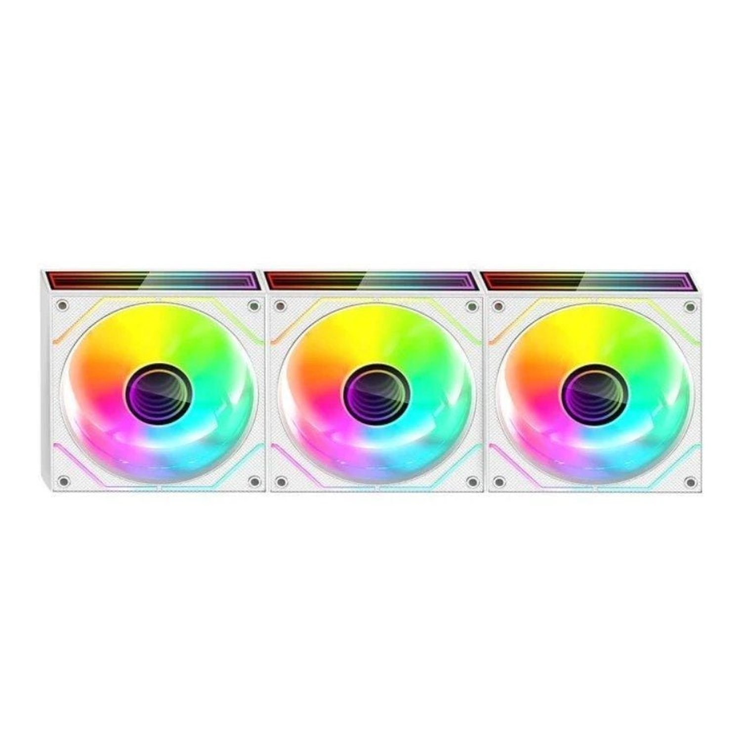 Mars Gaming MF-3DPROKIT · Pack 3 Ventiladores 12cm · ARGB · Control Remoto · Blanco