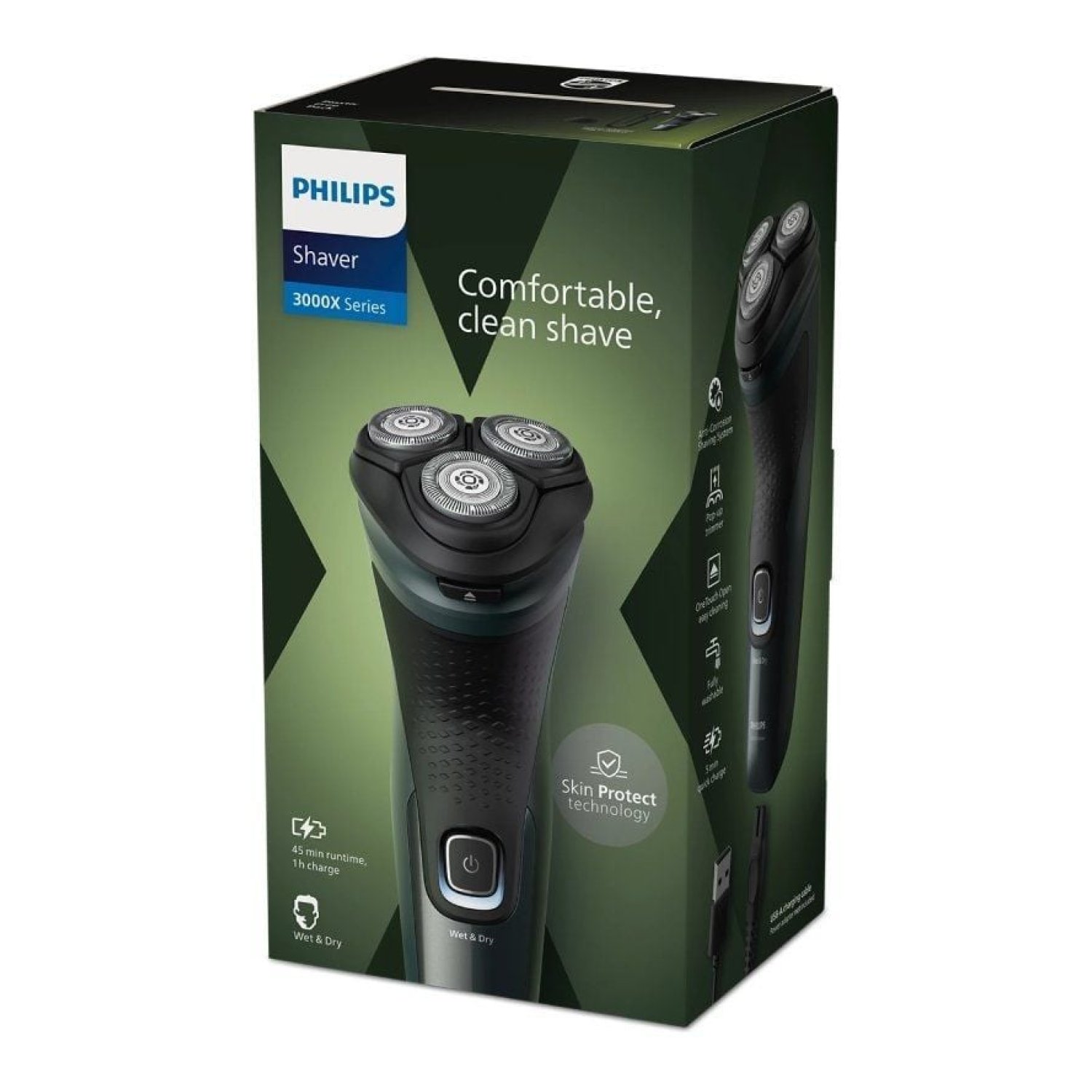 Philips Shaver Series 3000X · Afeitadora · Batería · 2 Accesorios