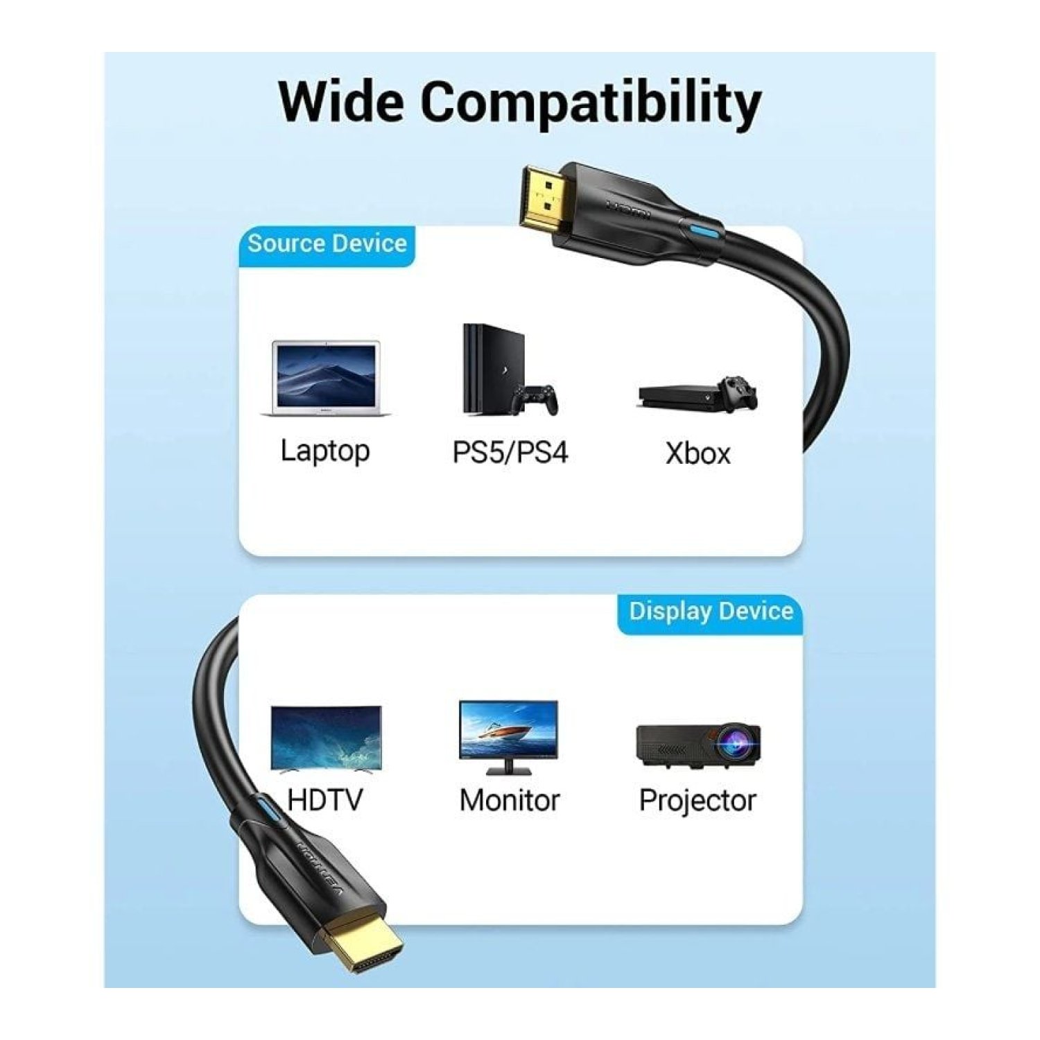 Cable HDMI 2.1 8K Vention AANBF/ HDMI Macho - HDMI Macho/ 1m/ Negro