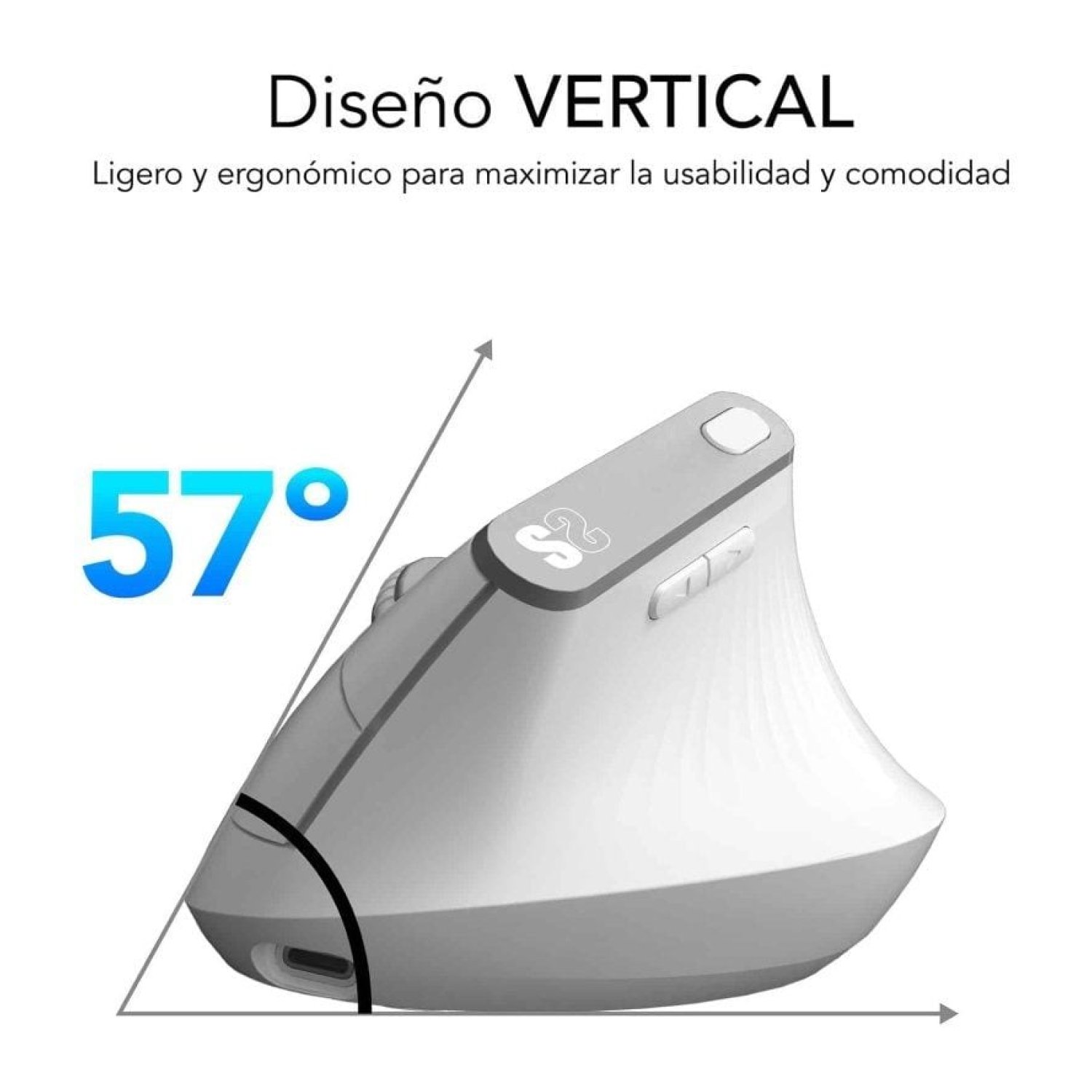 Subblim Nature Vertical Ergo · Ratón Inalámbrico · 4000 DPI · Batería Recargable · Blanco