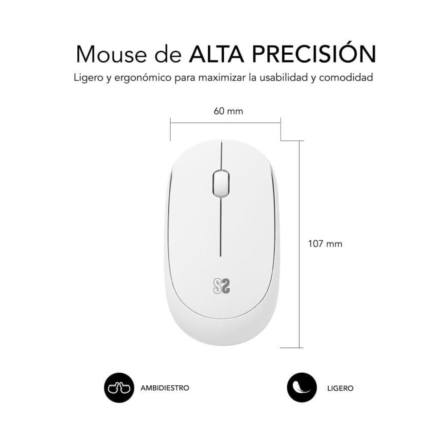Subblim Business Plus · Ratón Inalámbrico Silencioso · 1200 DPI · Blanco