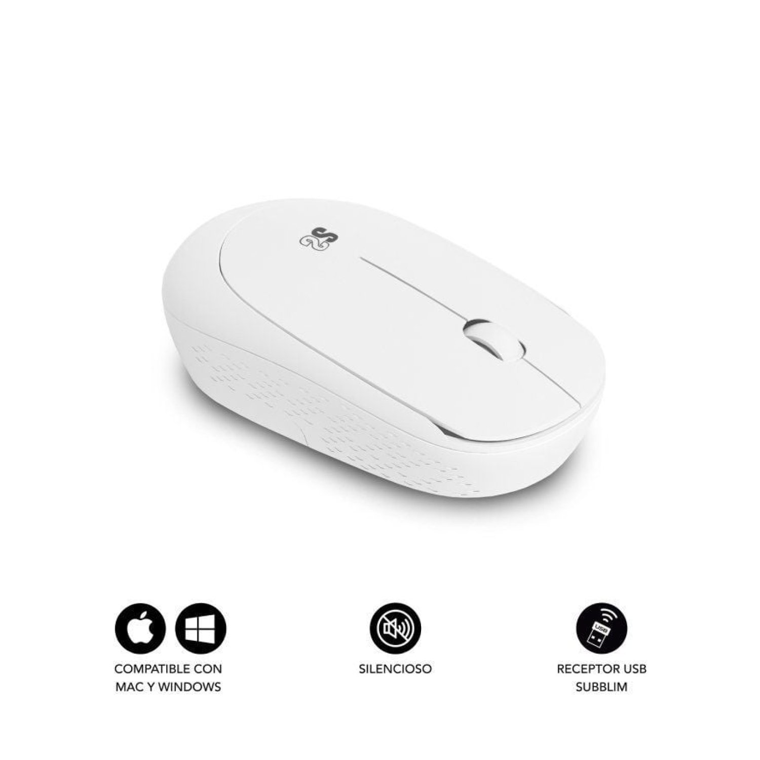 Subblim Business Plus · Ratón Inalámbrico Silencioso · 1200 DPI · Blanco