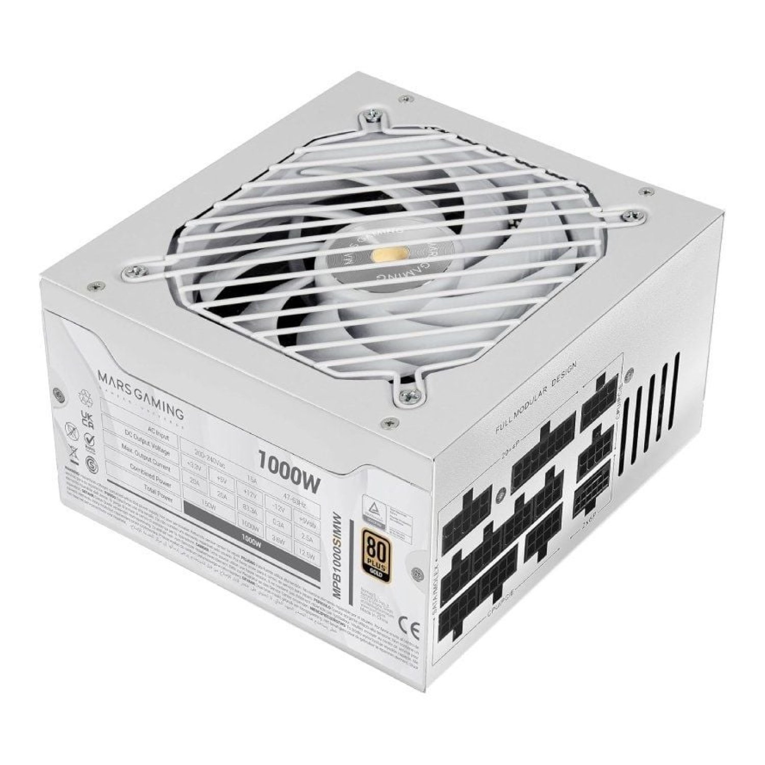 Mars Gaming MPB1000SIM · 1000W · ATX 3.1 · PCIe 5.1 · 80 Plus Gold · Ventilador 14cm