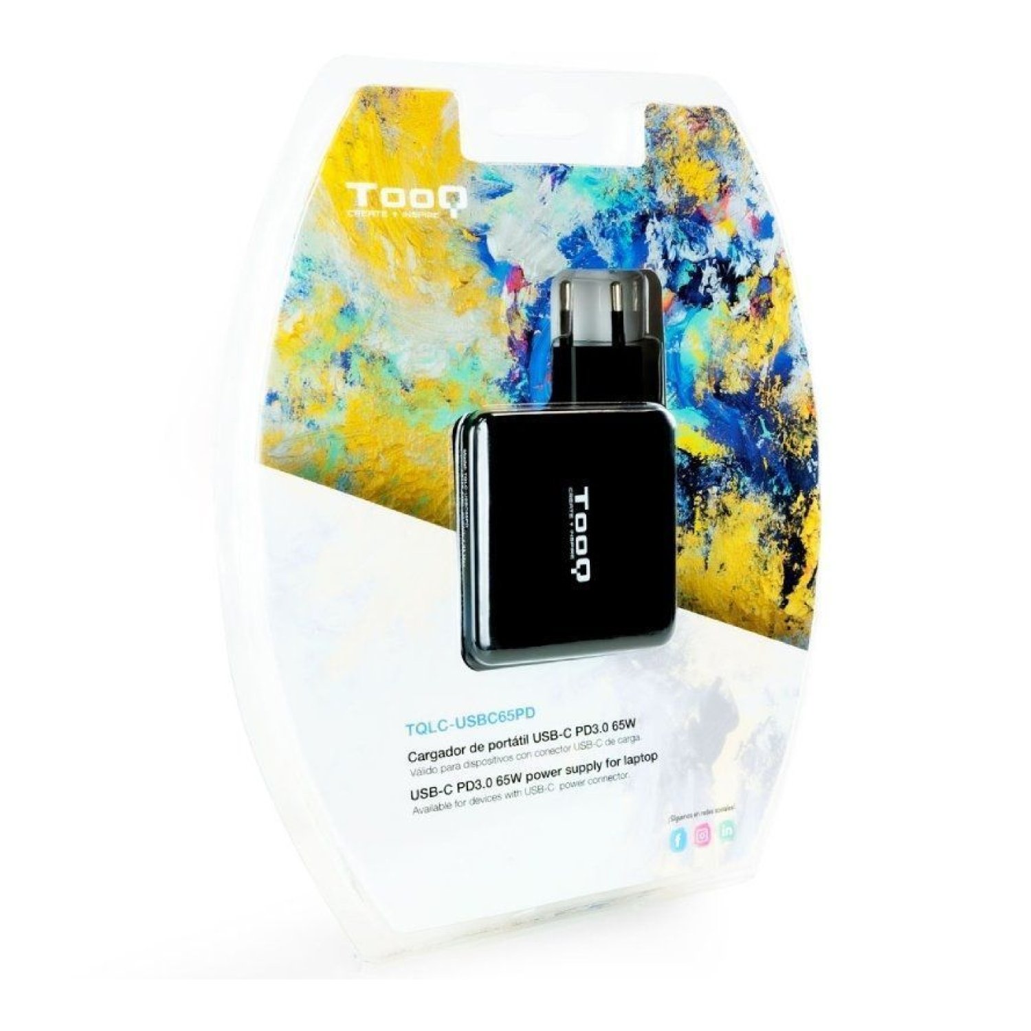 TooQ Cargador USB-C · 65W · 1x USB · 5-20V · Automático