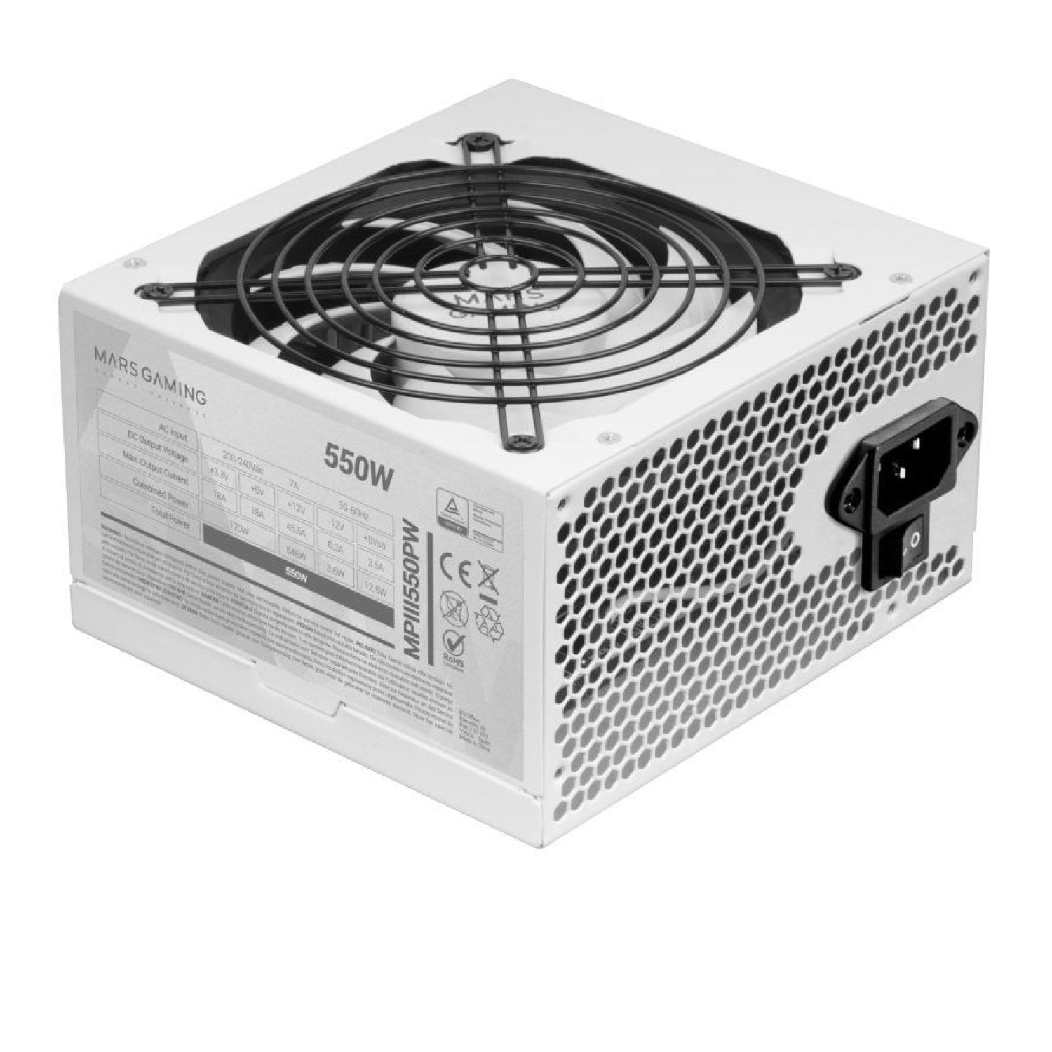 Mars Gaming MPIII · 550W · Ventilador 12cm · Blanca