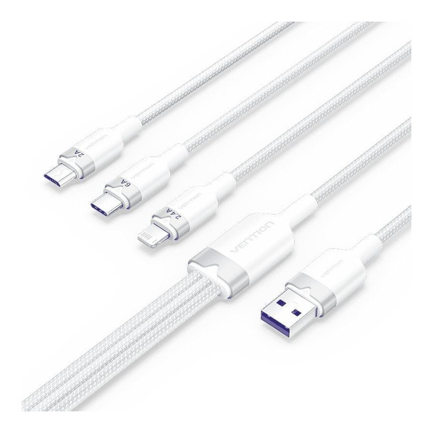 Vention Cable USB 2.0 Lightning · 1,5m · Conector 3 en 1 · Blanco