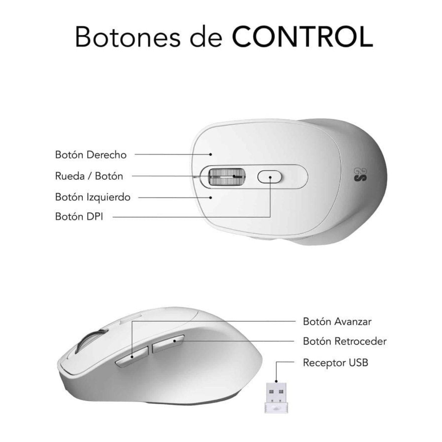 Subblim Comfort Ergo · Ratón Ergonómico Inalámbrico · 2400 DPI · Batería Recargable · Blanco
