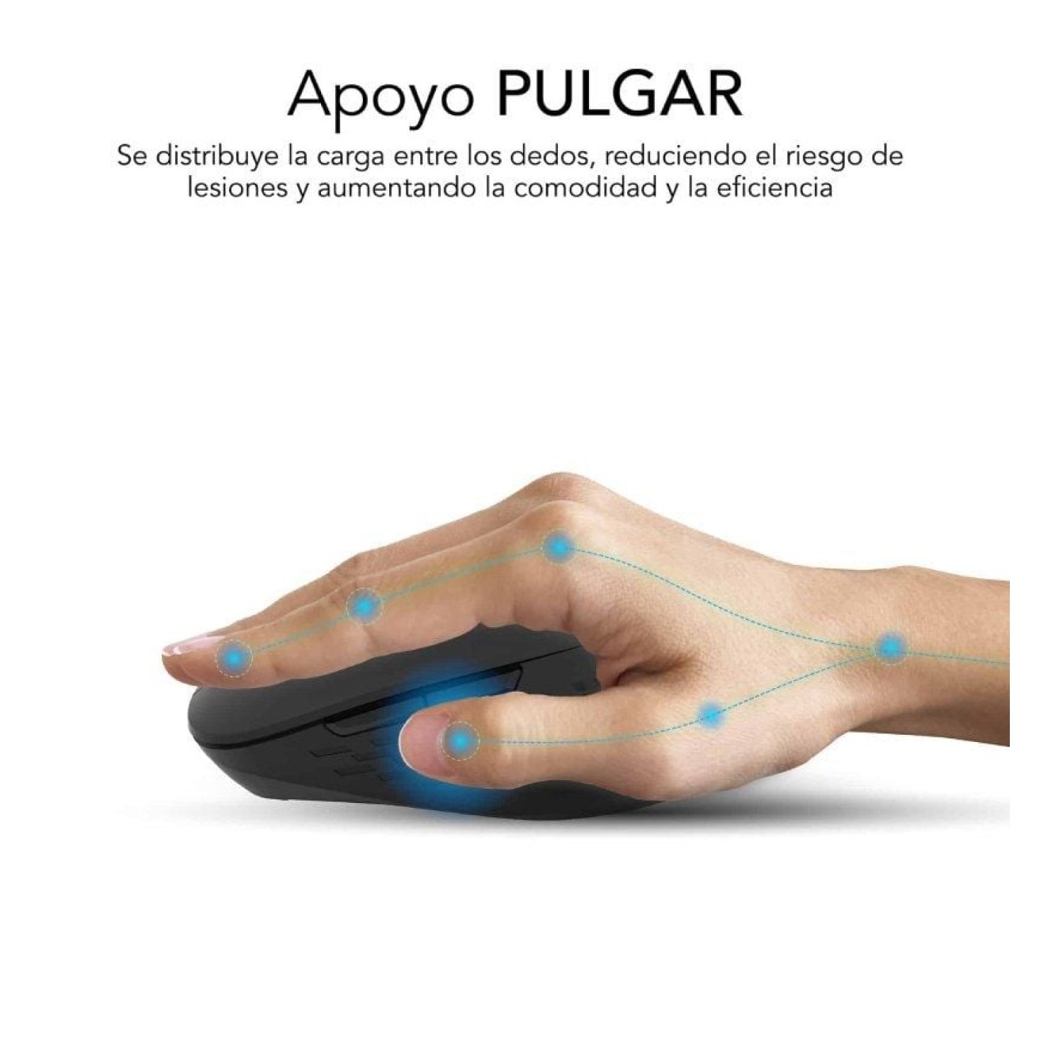Subblim Curve Ergo · Ratón Inalámbrico Ergonómico · Batería Recargable · 1600 DPI · Negro