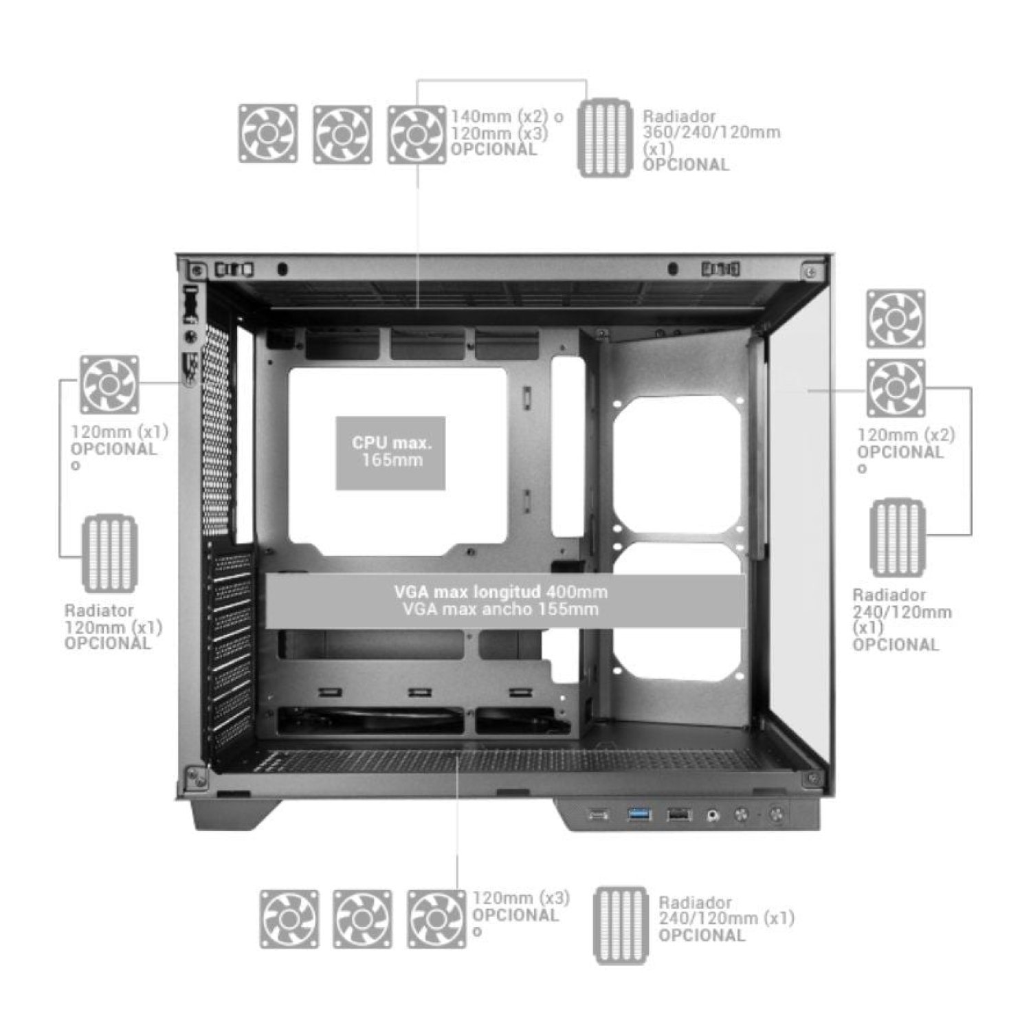 Mars Gaming MC-Mirage · Caja Semitorre Gaming · Blanca · ATX