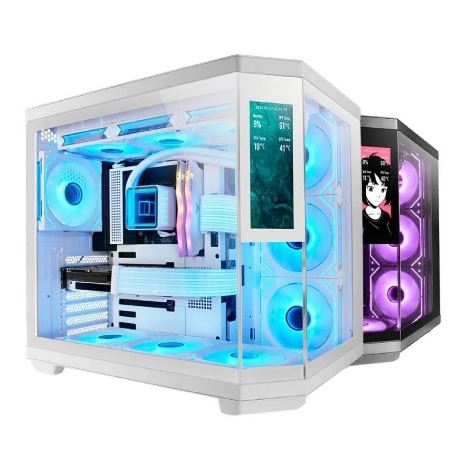Mars Gaming MC-3TCORELCD · Caja Semitorre Gaming · Blanca · Ventilador LCD