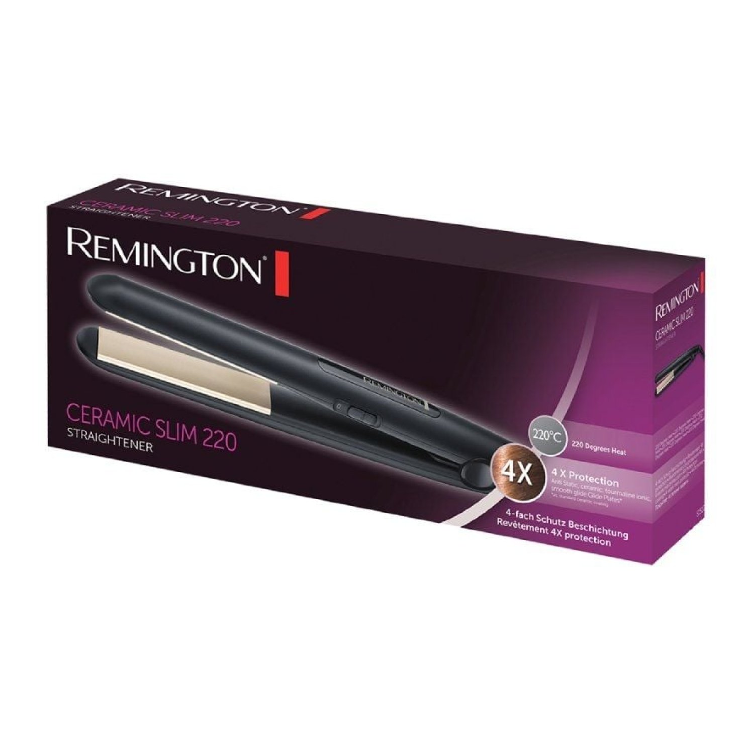 Remington Ceramic Slim 220 S1510 · Plancha de Pelo · Cerámica · Negro