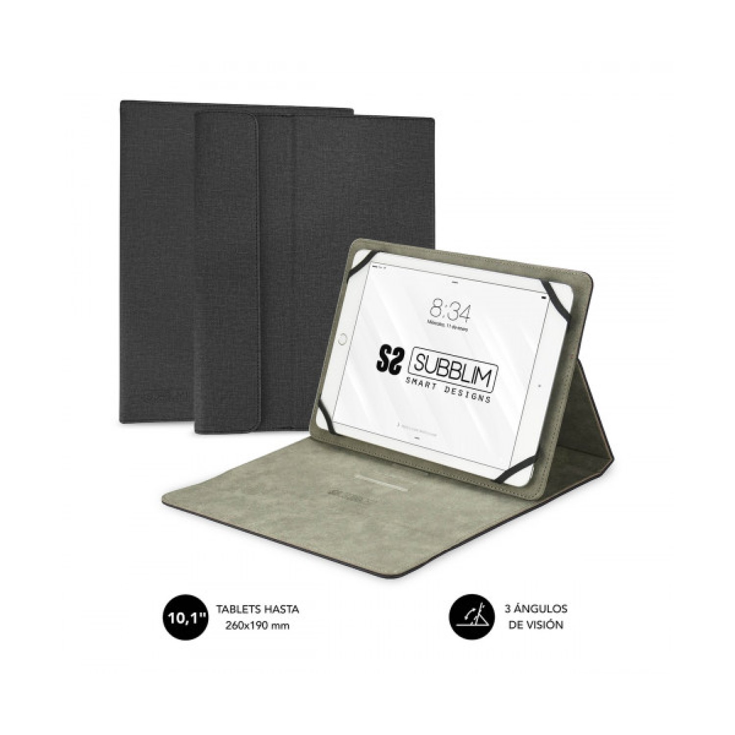Subblim Clever Stand · Funda Tablet 9,6"-11" · Negra