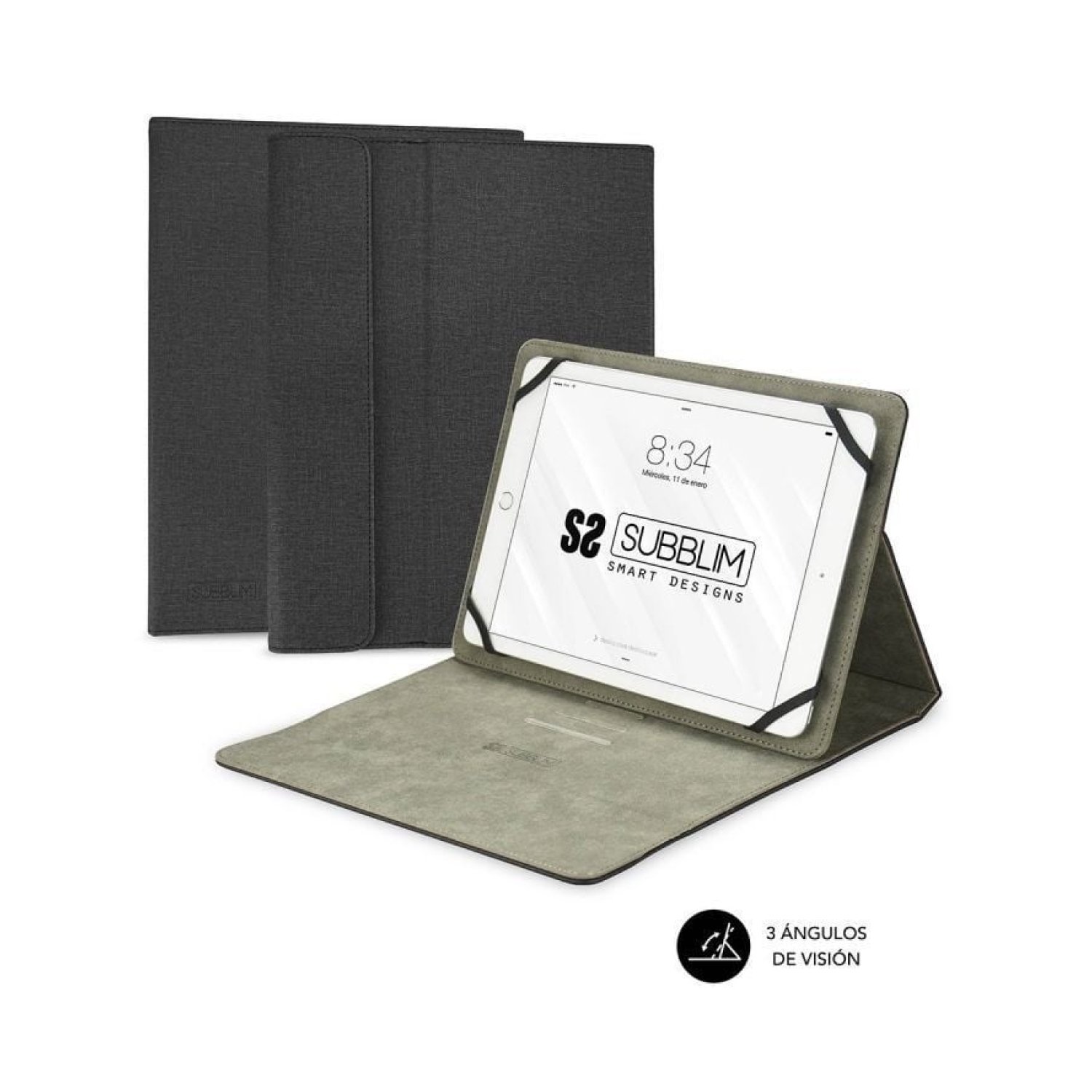 Subblim Clever Stand · Funda Tablet 9,6"-11" · Negra
