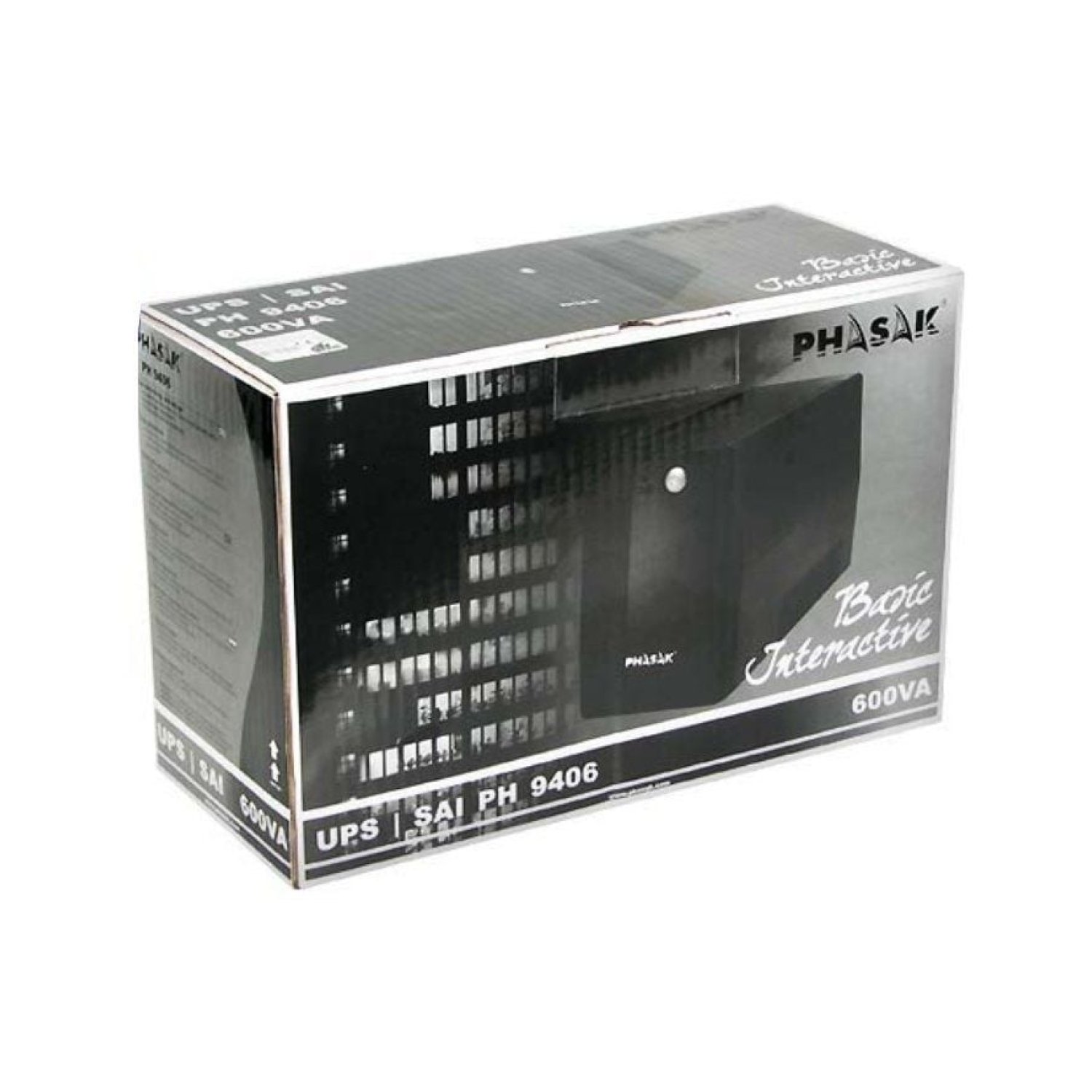 Phasak Basic Interactive · SAI 600VA · 360W · 2 Salidas · Torre