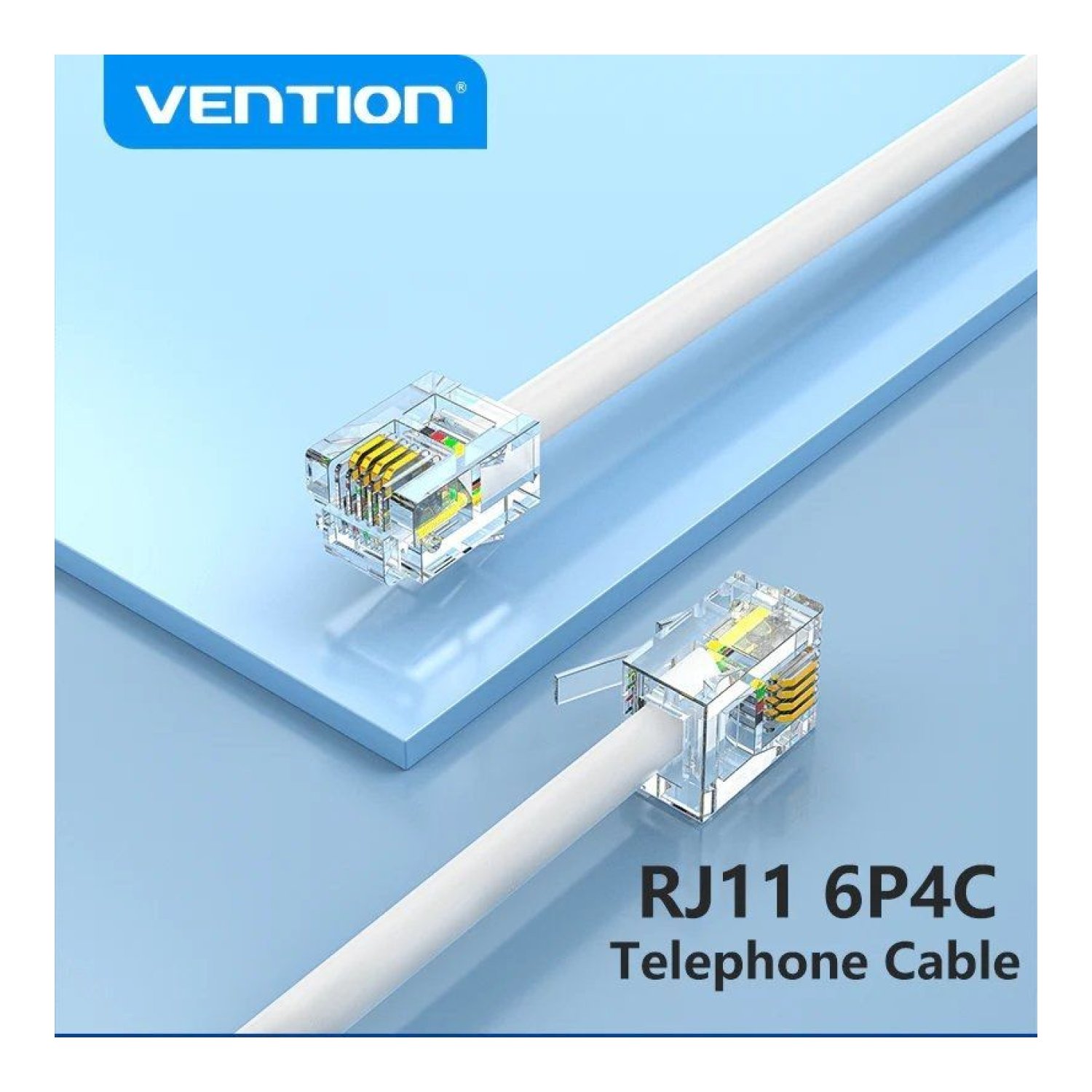 Vention Cable RJ11 6P4C · 3 metros · Blanco