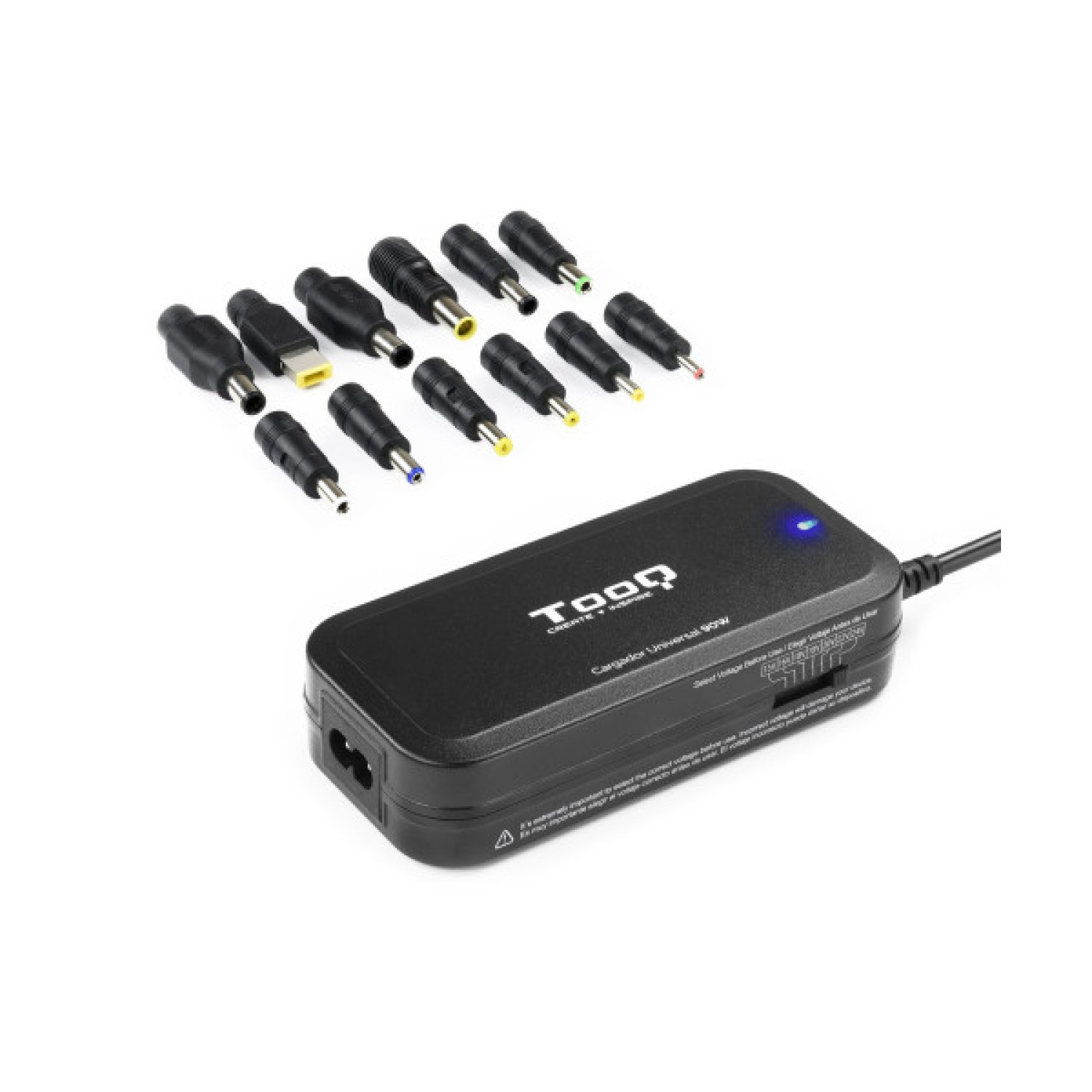 TooQ Cargador Portátil · 90W · 1 USB · 12 Conectores · 15-24V