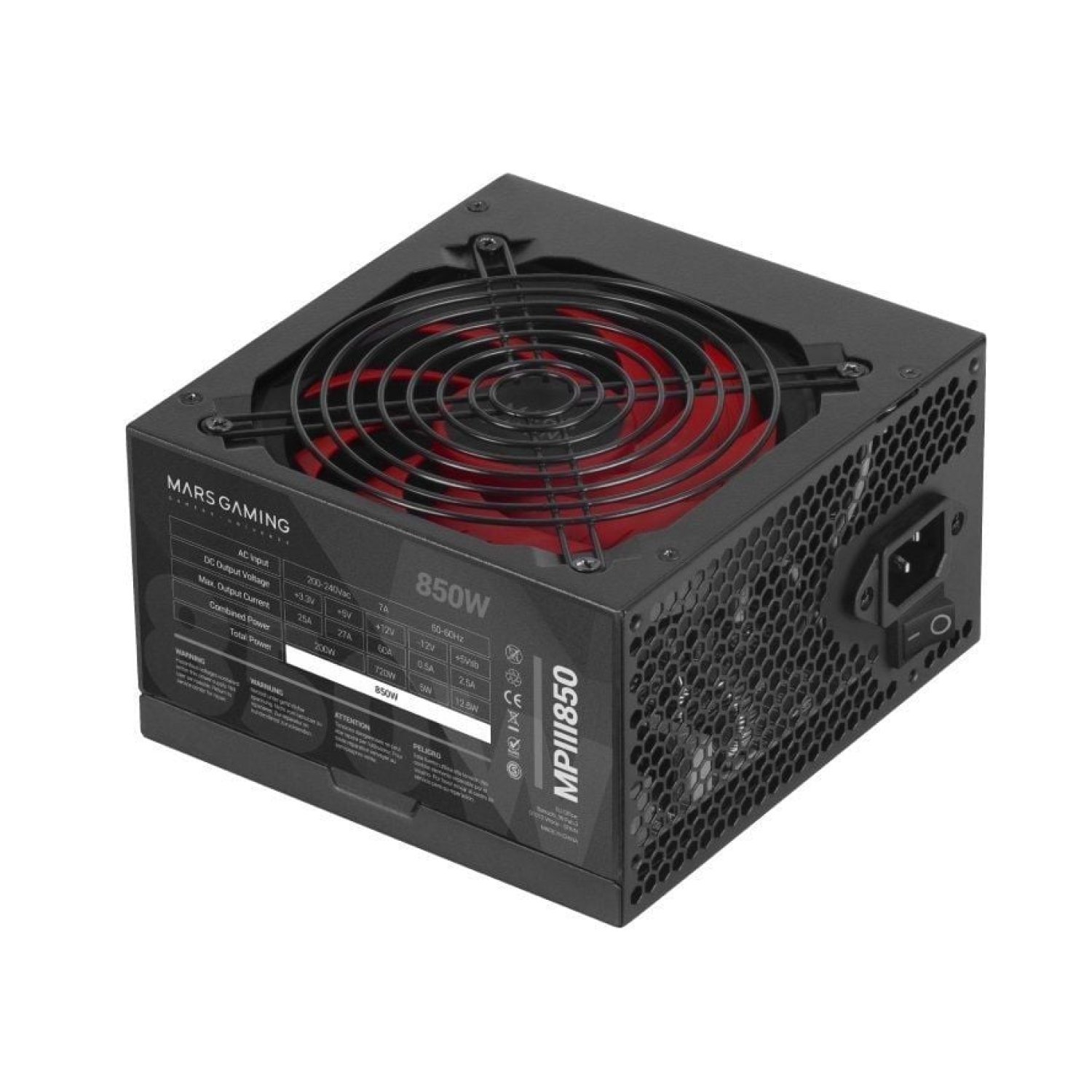 Mars Gaming MPIII850 · Fuente 850W · Ventilador 12cm