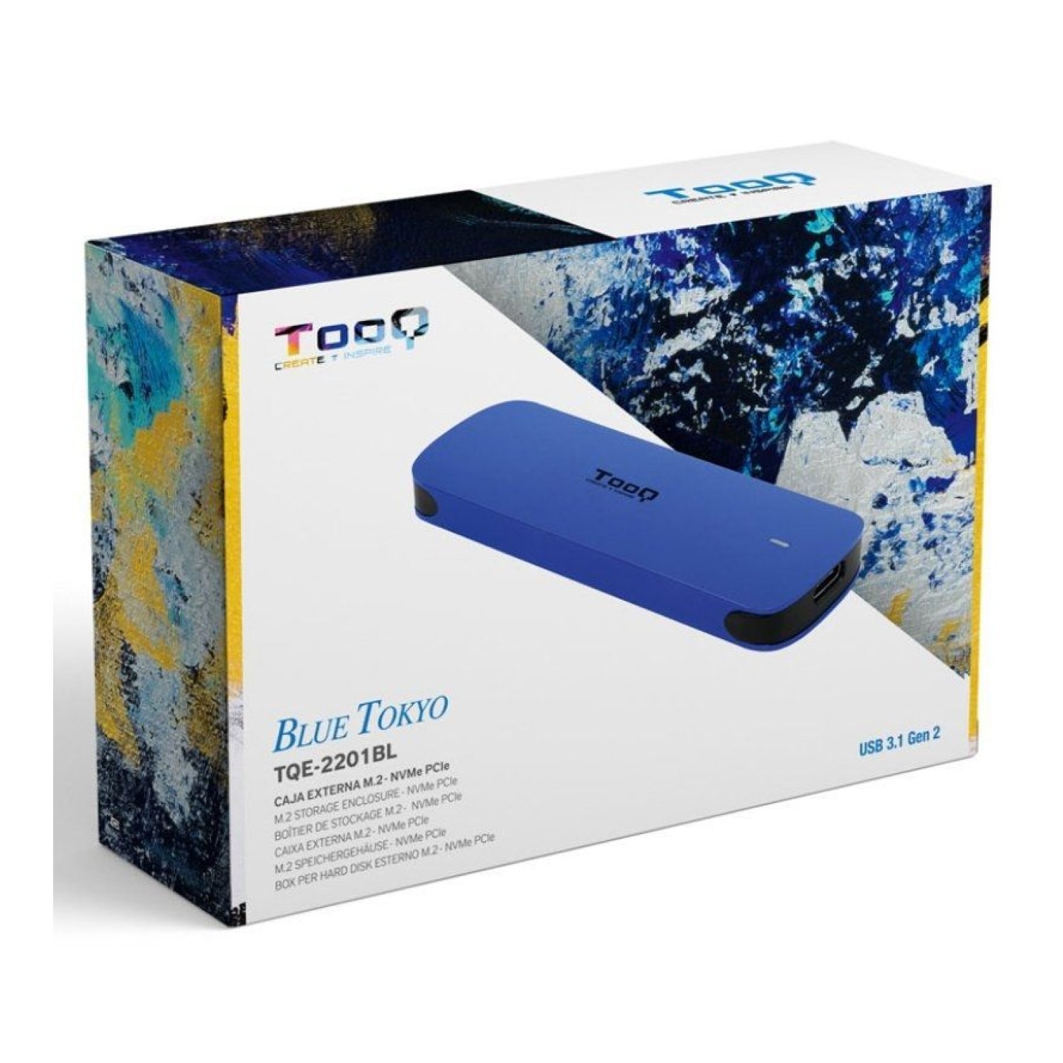 TooQ Caja Externa · SSD M.2 NVMe · USB 3.1 Gen1 · Sin tornillos