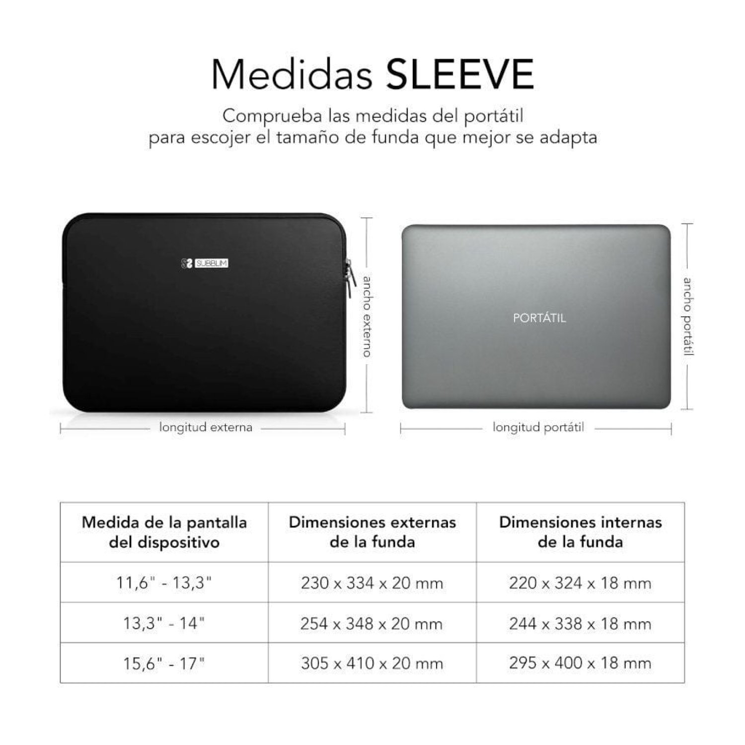 Subblim Business Laptop Sleeve · 13,3"-14" · Neopreno · Negra