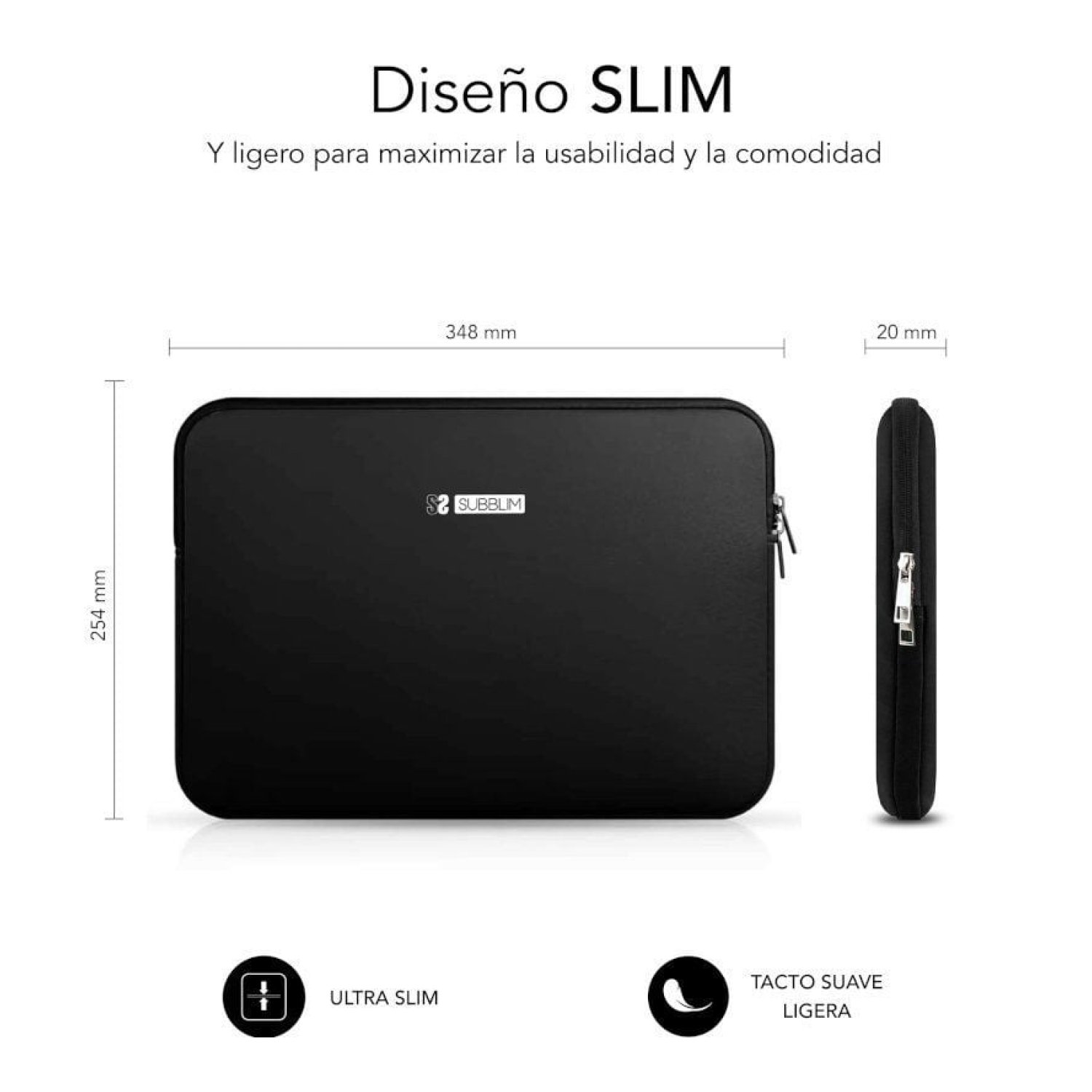 Subblim Business Laptop Sleeve · 13,3"-14" · Neopreno · Negra