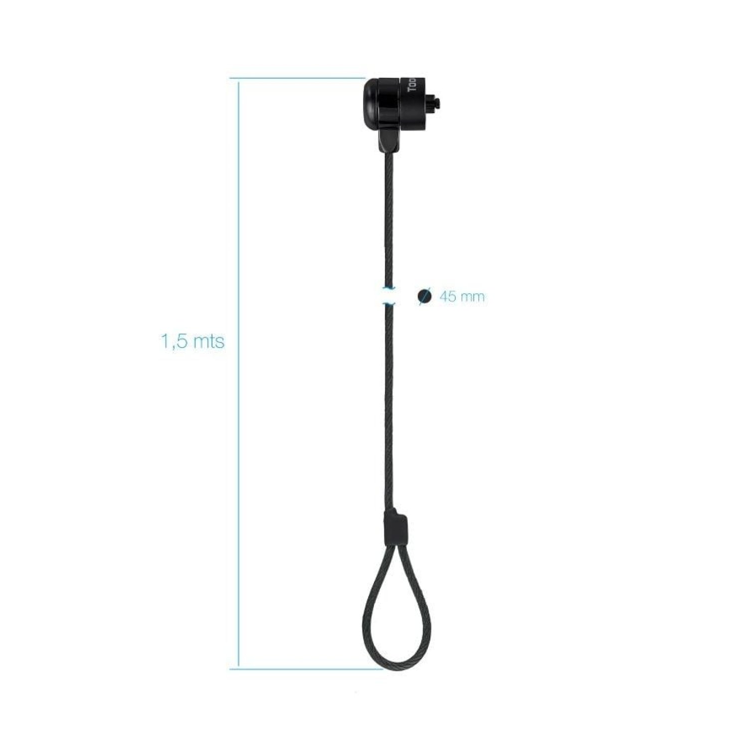 TooQ Cable de Seguridad para Portátiles · 1,5m · Candado Keyed