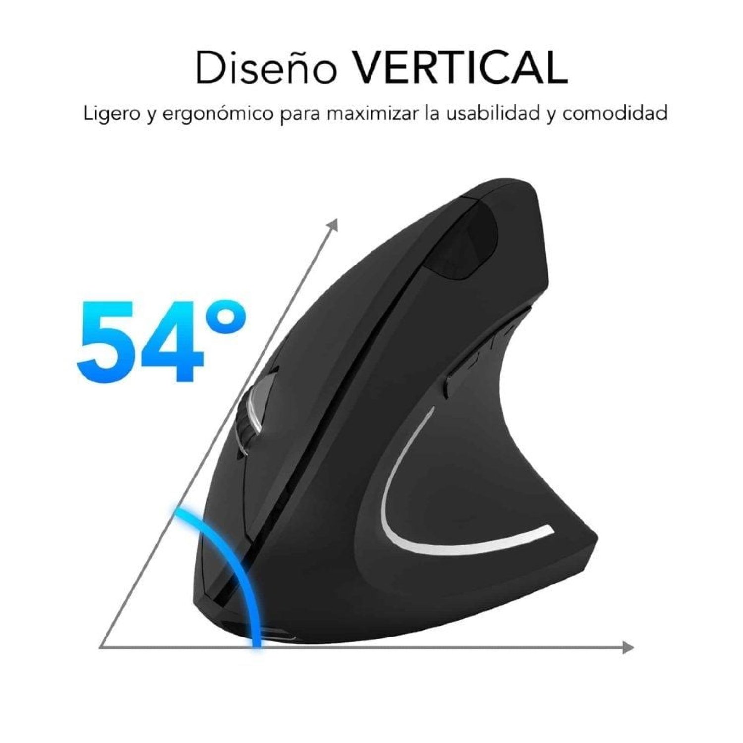 Subblim Glide Vertical Ergo · Ratón Inalámbrico · 1600 DPI · Batería Recargable · Negro