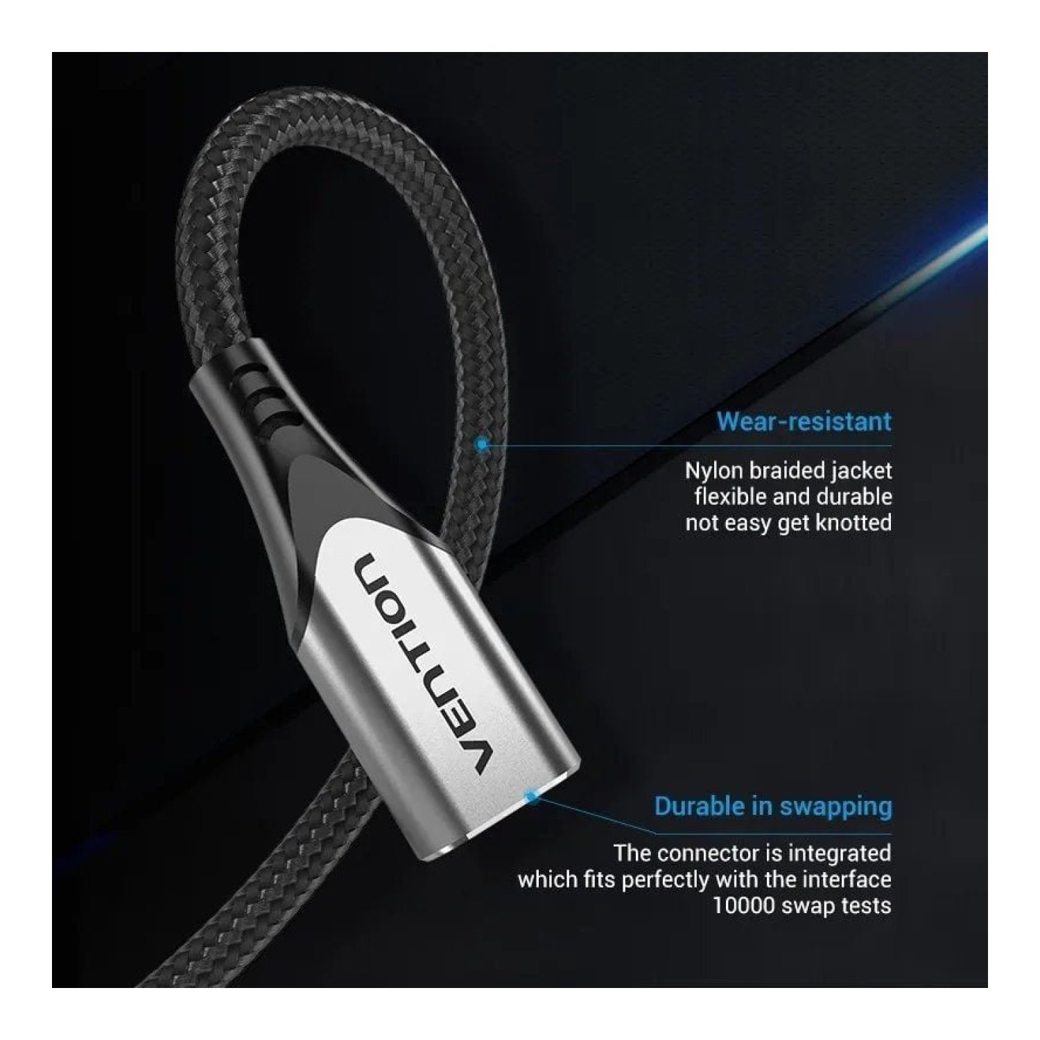 Vention Cable Alargador USB Tipo-C · 1m · 60W · 5Gbps · Gris