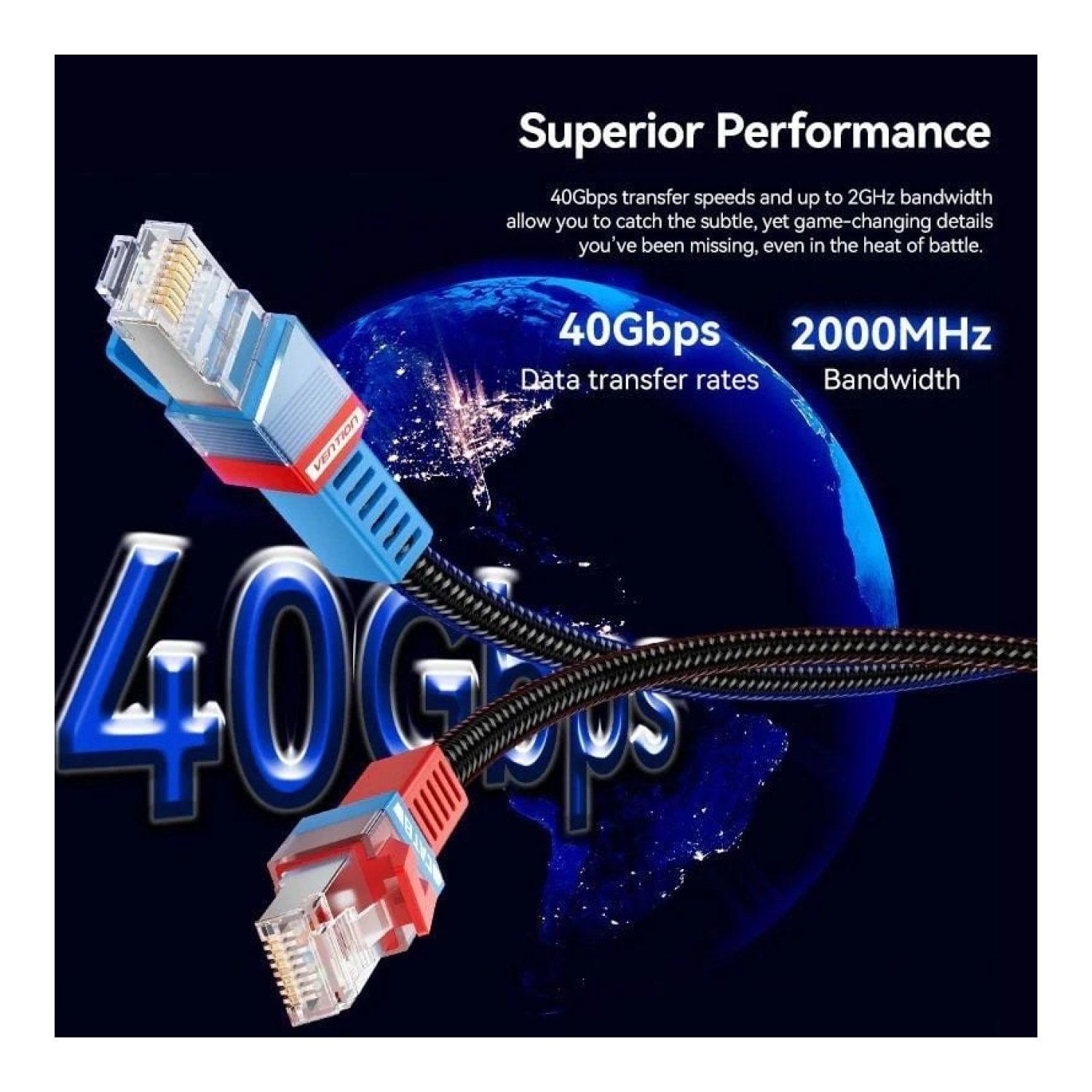 Vention Cable RJ45 SFTP Cat.8 · 1m · Gaming · Negro