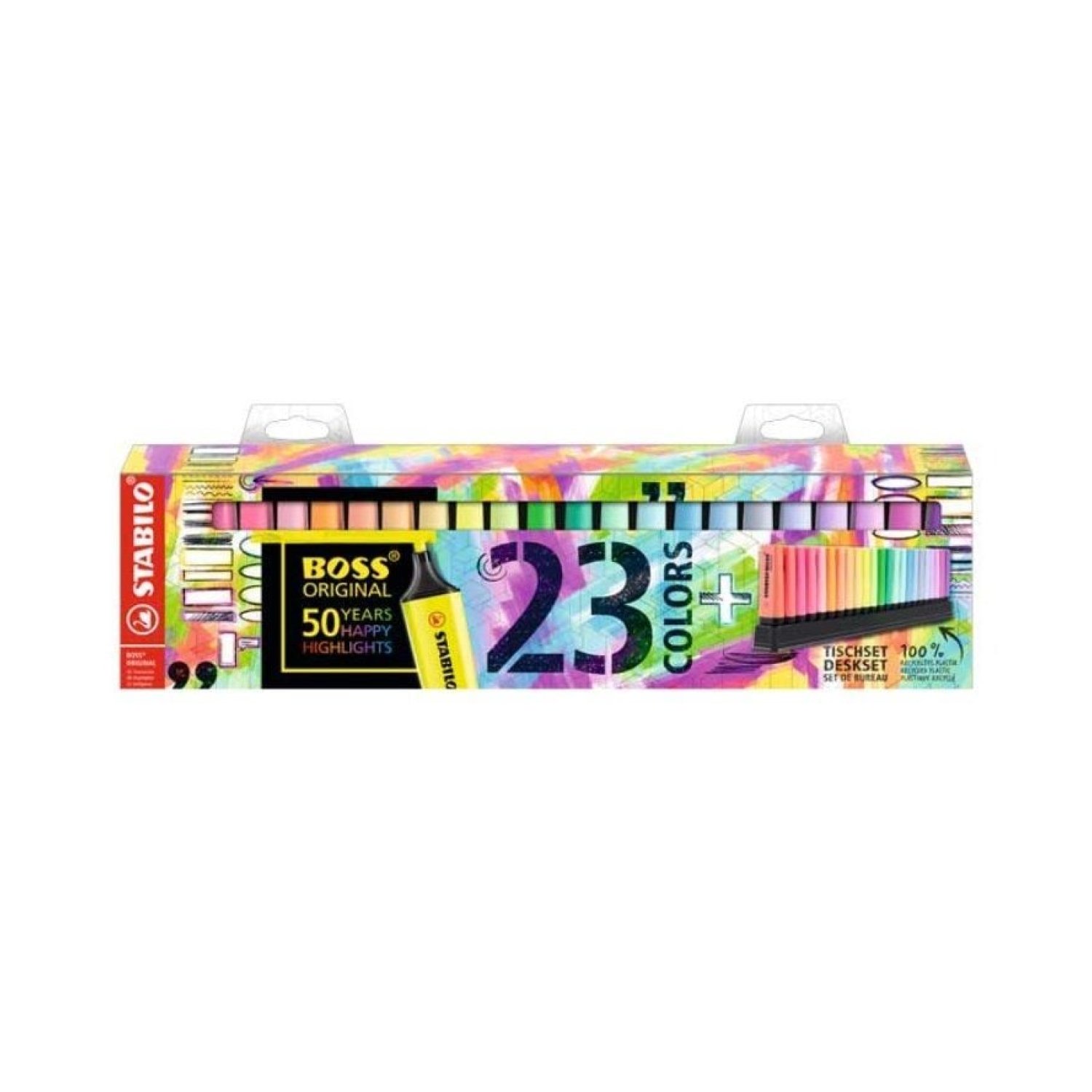 Stabilo Boss Original · 23 Marcadores Fluorescentes · Colores Surtidos · Peana
