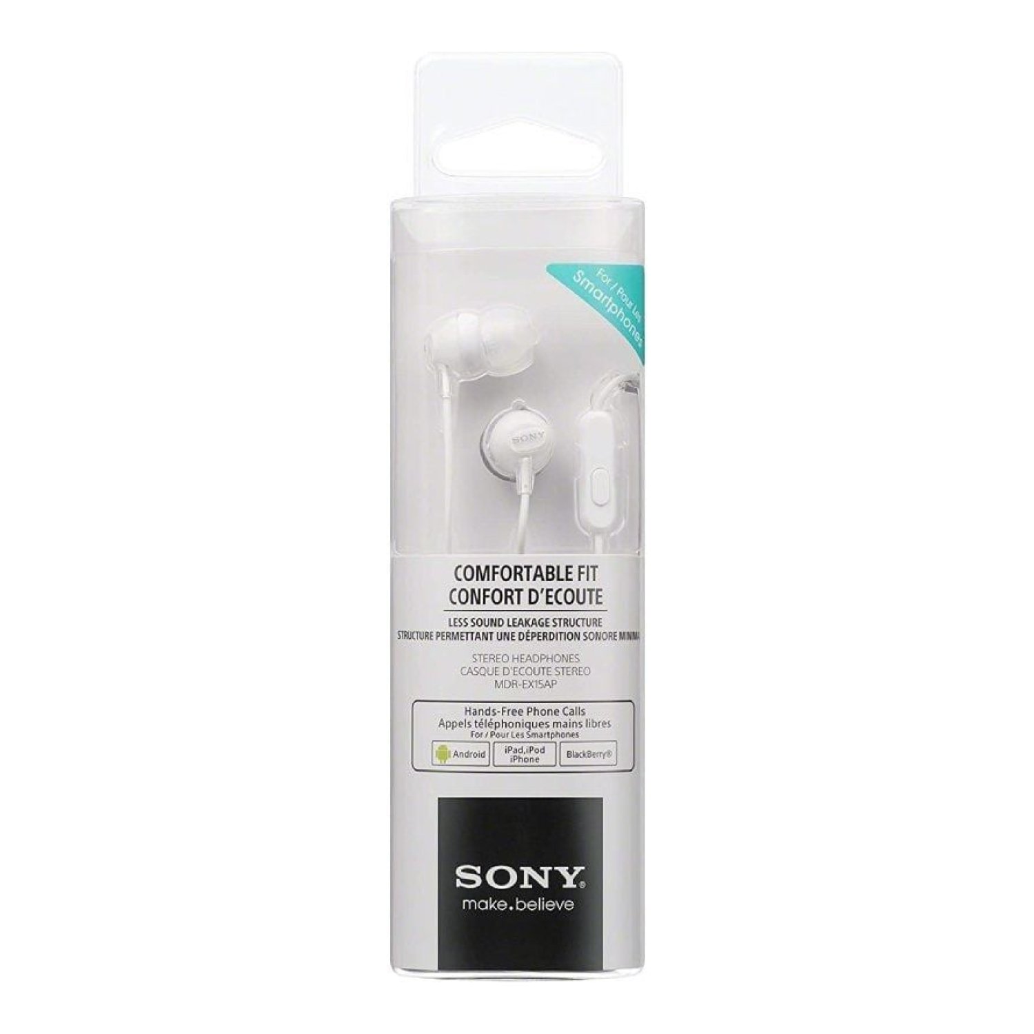 Sony MDR-EX15AP · Auriculares Intrauditivos · Jack 3,5mm · Micrófono · Blancos