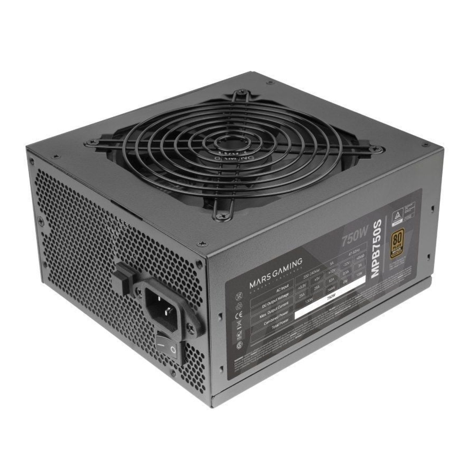 Mars Gaming MPB750S · Fuente 750W · 80 Plus Bronze · Ventilador 12cm