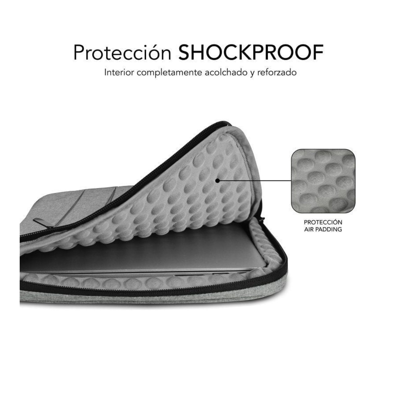 Subblim Air Padding 360 Sleeve · Funda Portátil 15,6" · Gris Claro