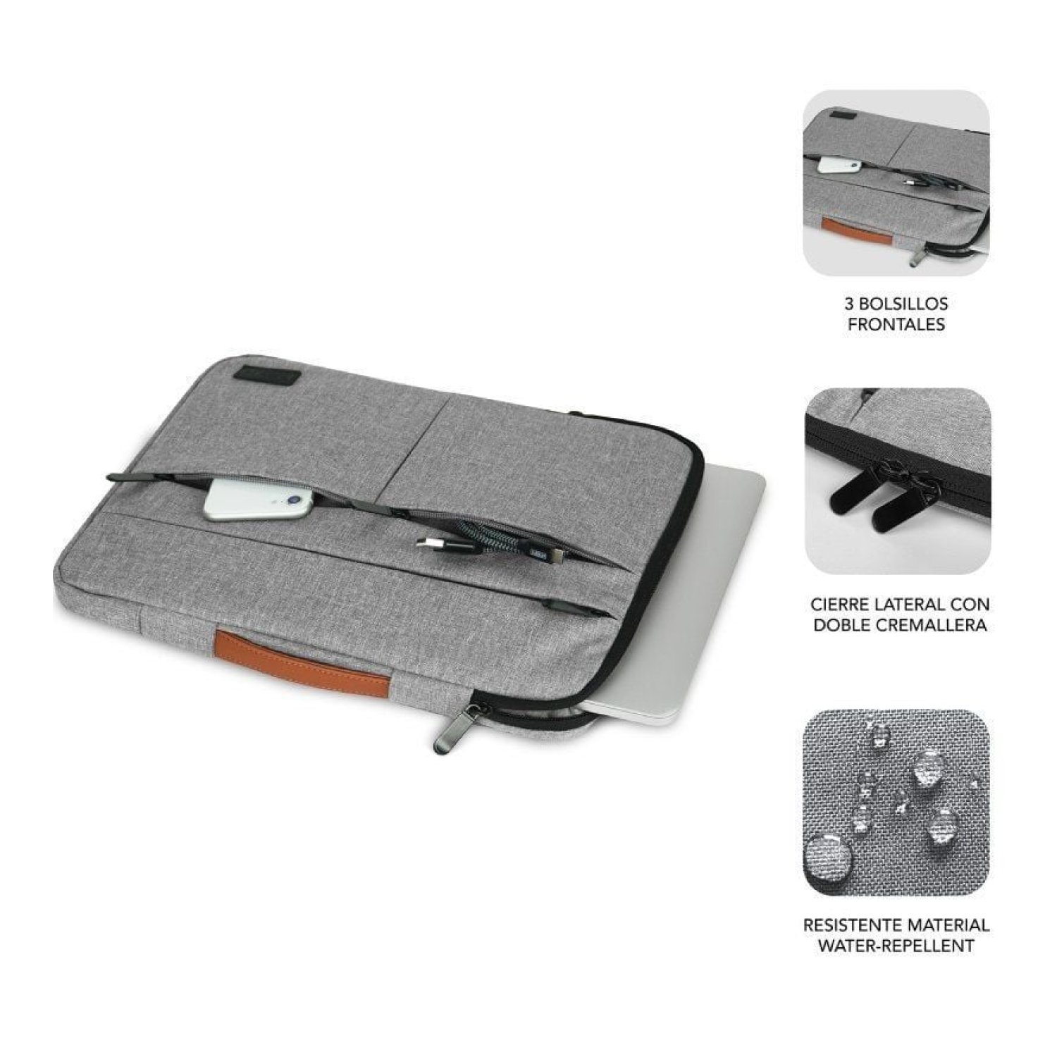 Subblim Air Padding 360 Sleeve · Funda Portátil 15,6" · Gris Claro