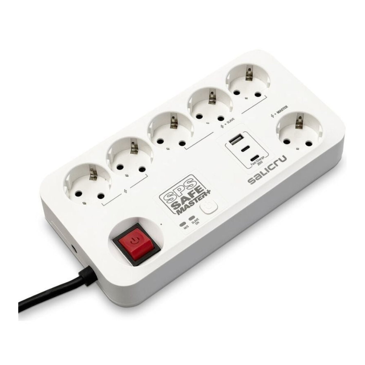 Salicru Safe Master+ · 5 Tomas · 1 Master · 2 USB-C · 1 USB · 1,4m · Blanca
