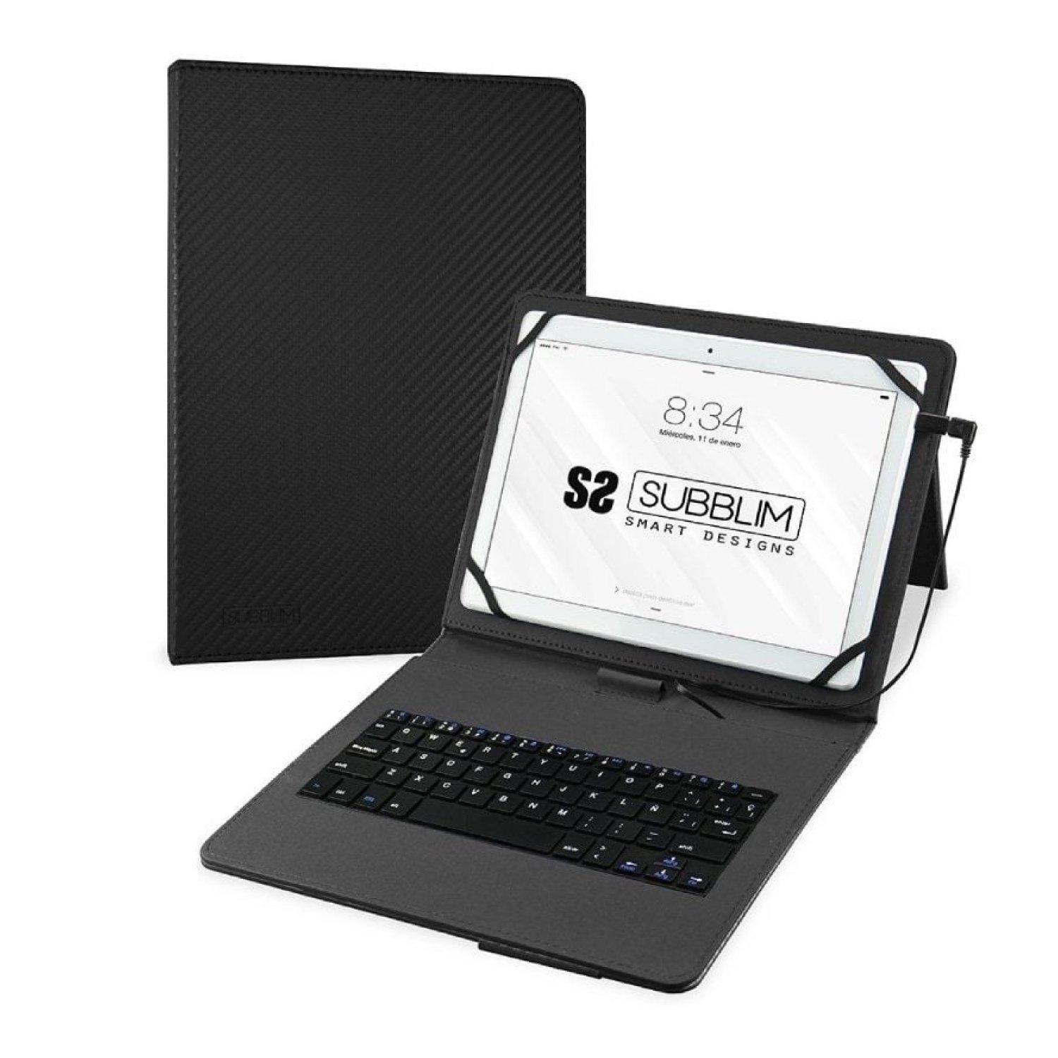 Subblim Keytab Pro · Funda con Teclado USB · 10,1"-11" · Negra